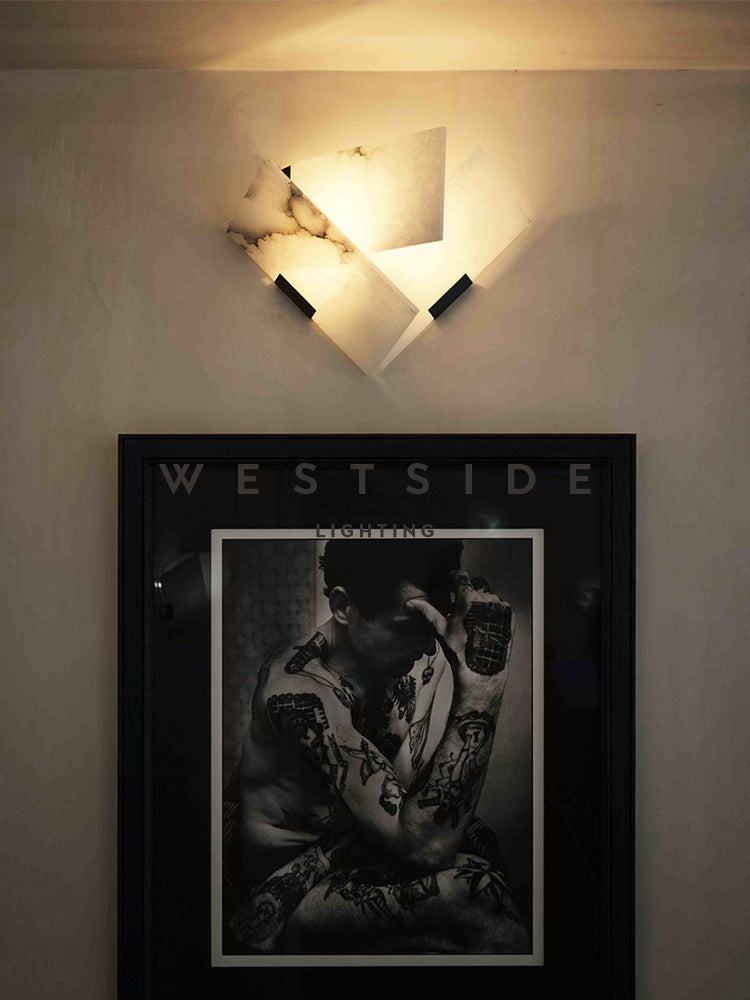 Fan-Shaped Alabaster Wall Light - Cueteks