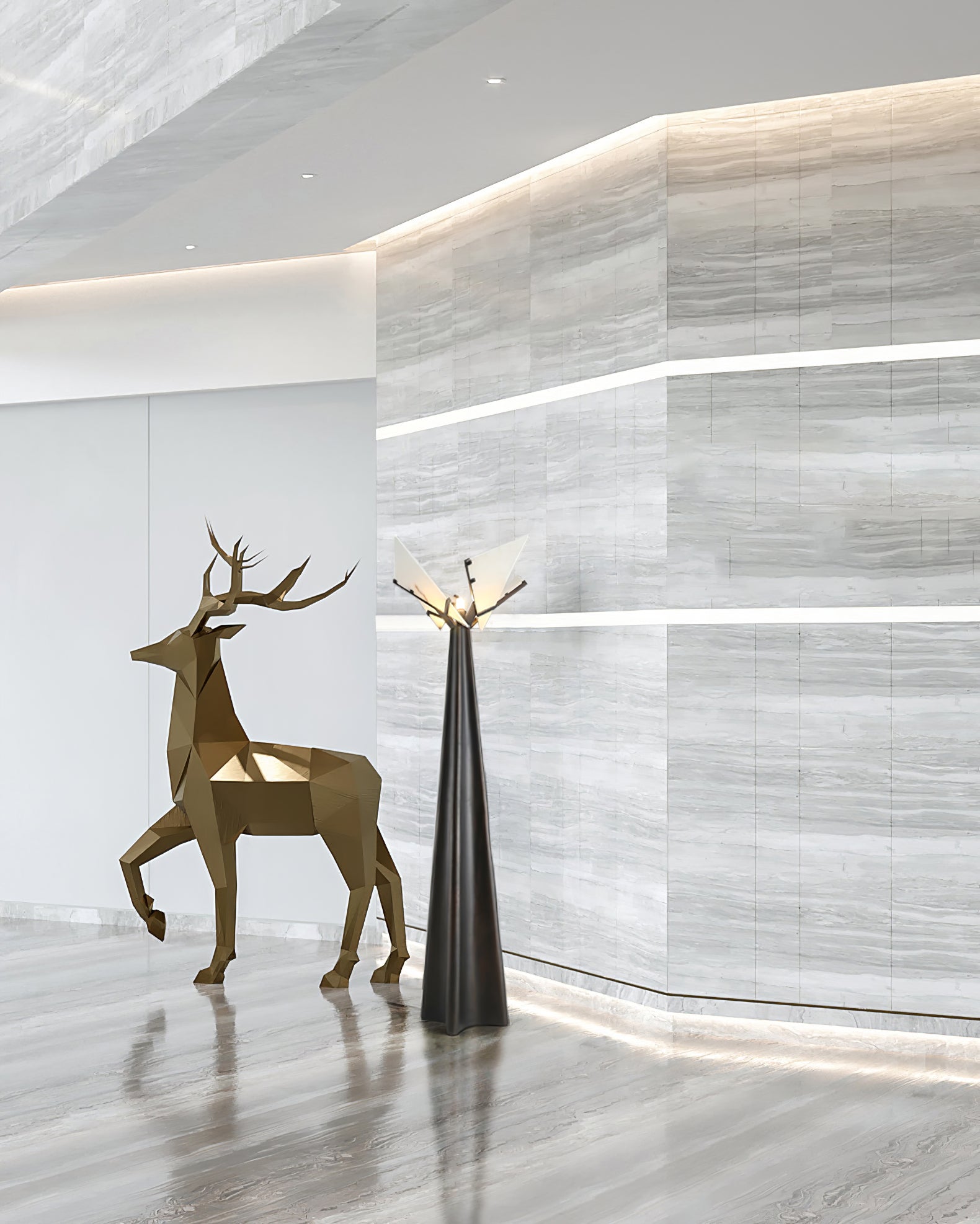 Abstract Black and Alabaster Floor Light - Cueteks