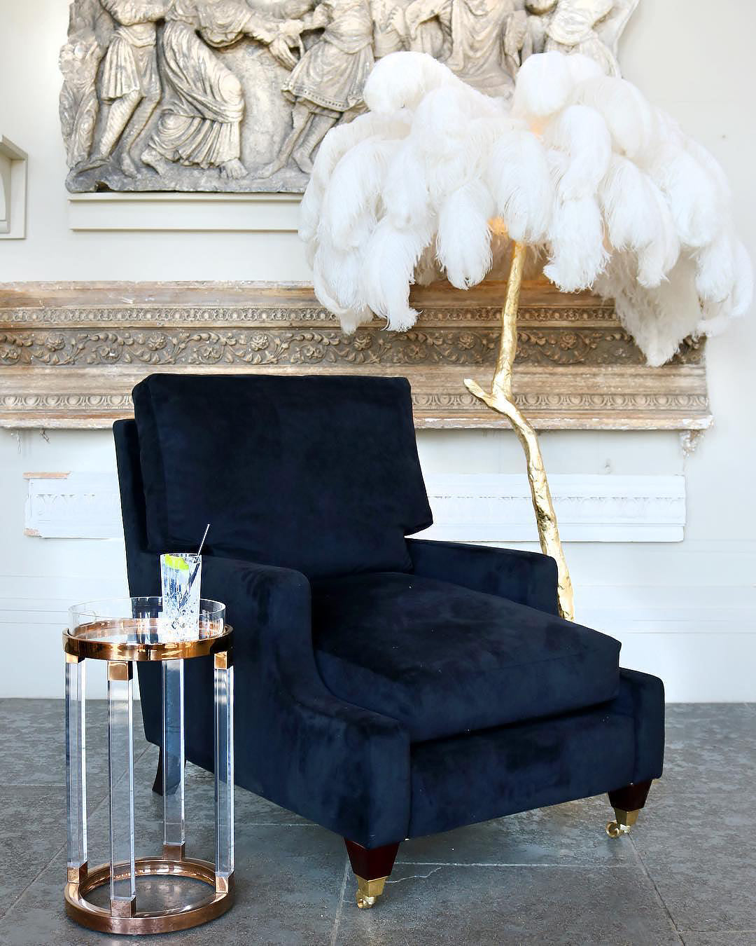 Colorful Ostrich Feather Floor Lamp - Cueteks