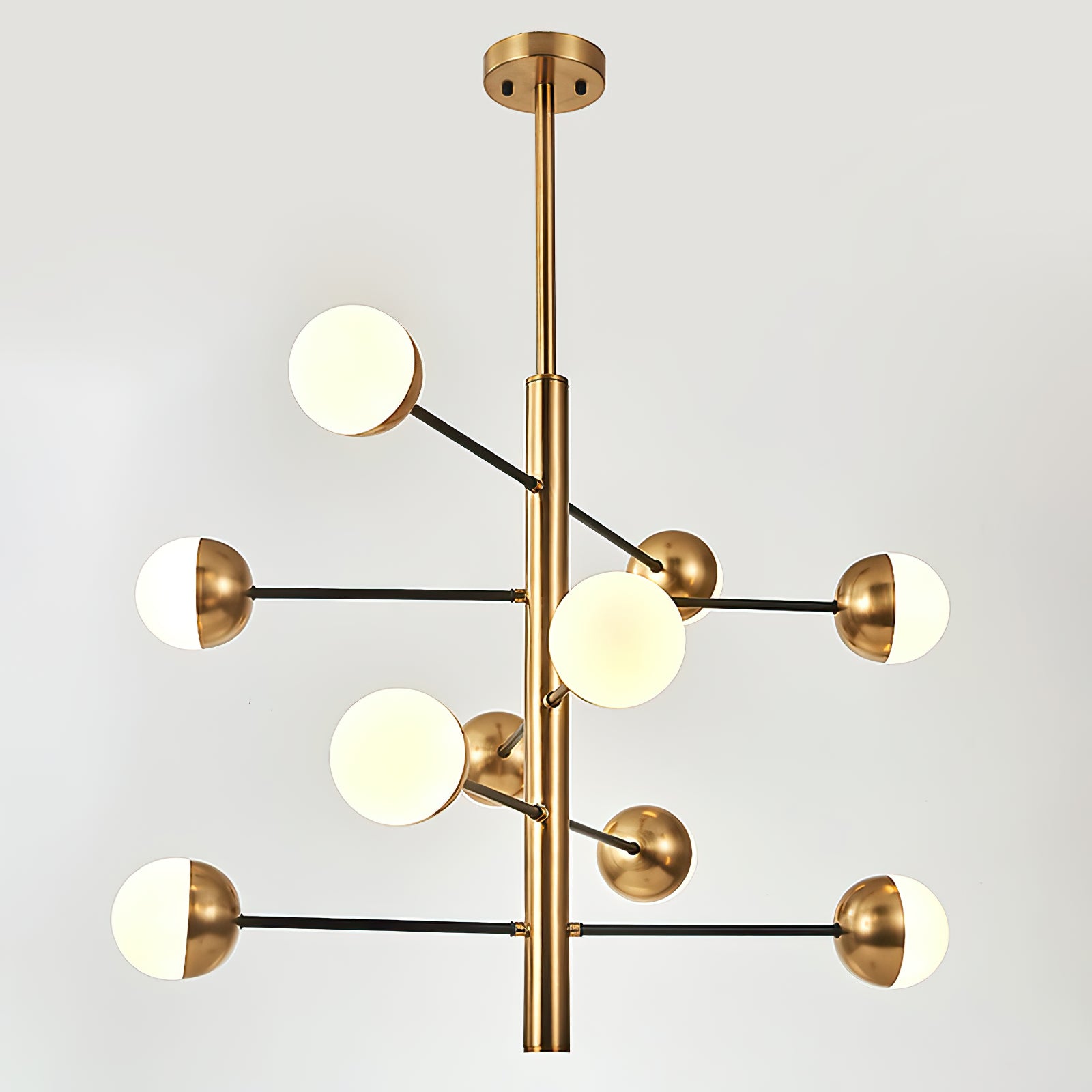 10-Globe Modern Brass Chandelier - Cueteks