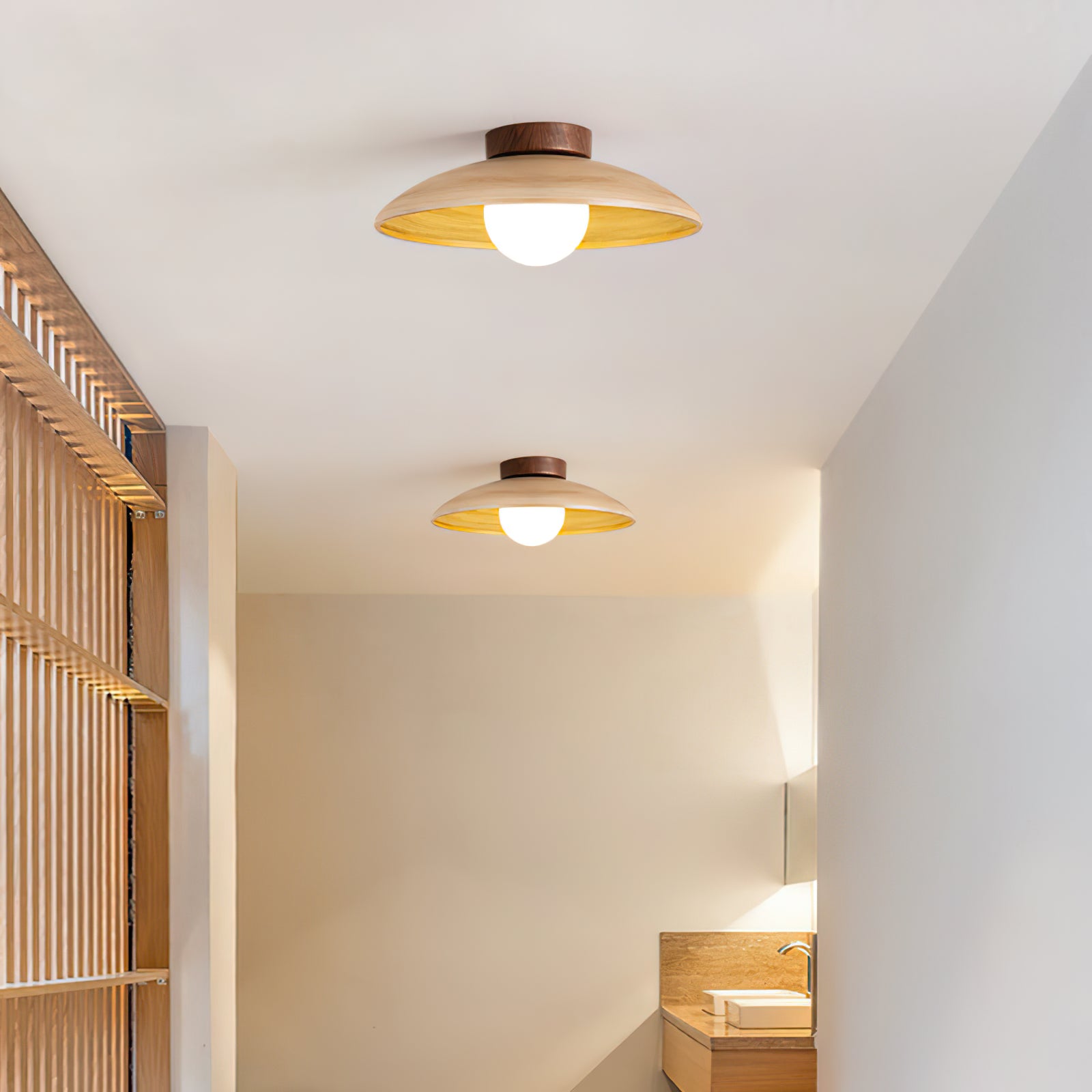 Vintage Wood Dome Ceiling Light - Cueteks