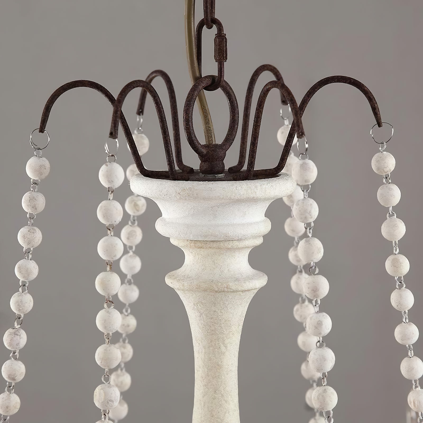 Rustic Beaded Candle Chandelier - Cueteks