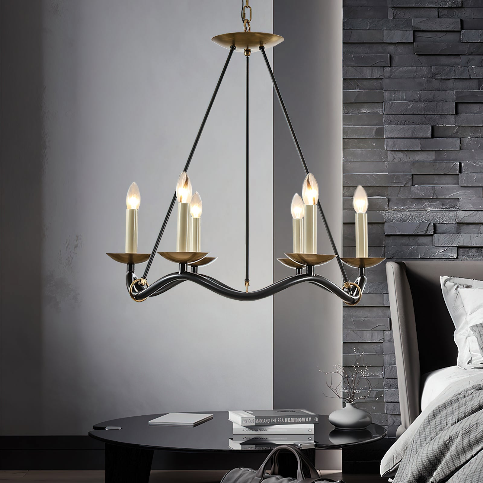 Wavy Arm Candle Chandelier - Cueteks