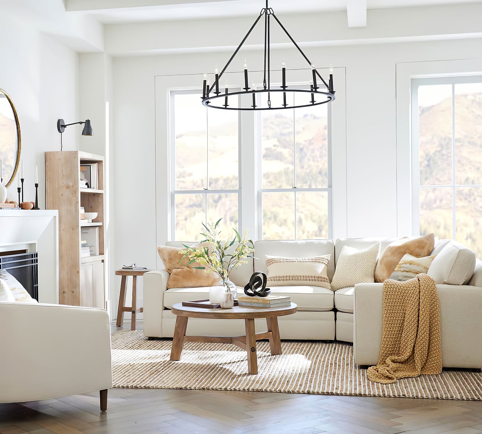 Black Round Farmhouse Candle Chandelier - Cueteks