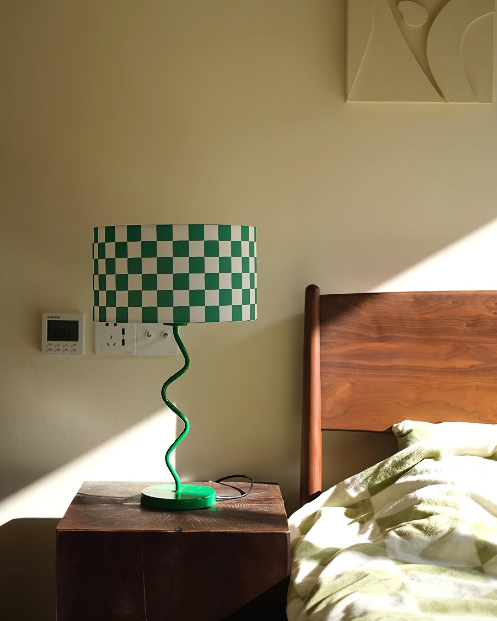 Green Grid Modern Table Lamp - Cueteks
