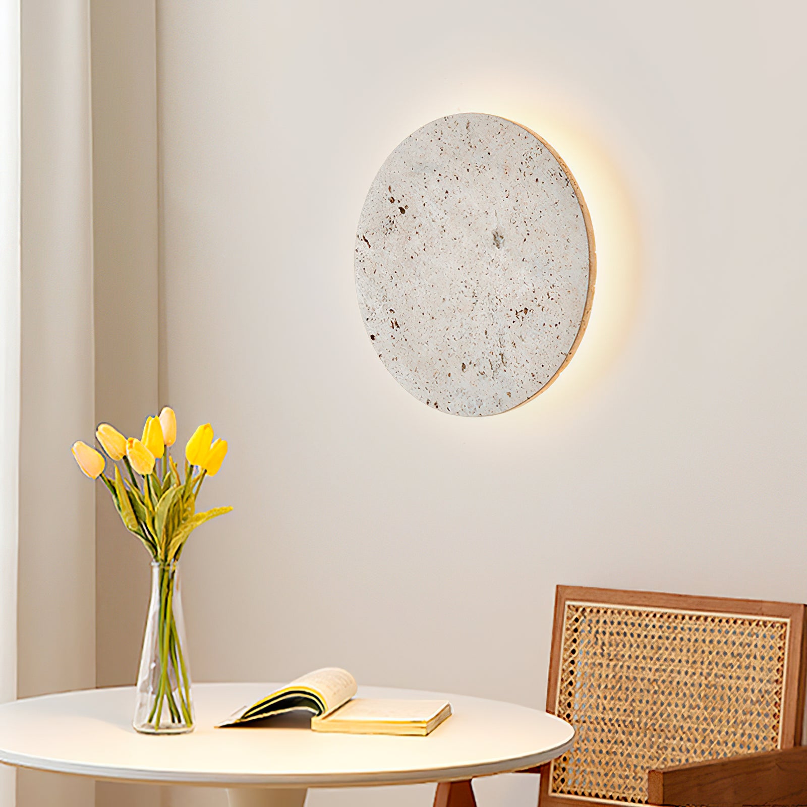 Round Natural Stone LED Wall Light - Cueteks