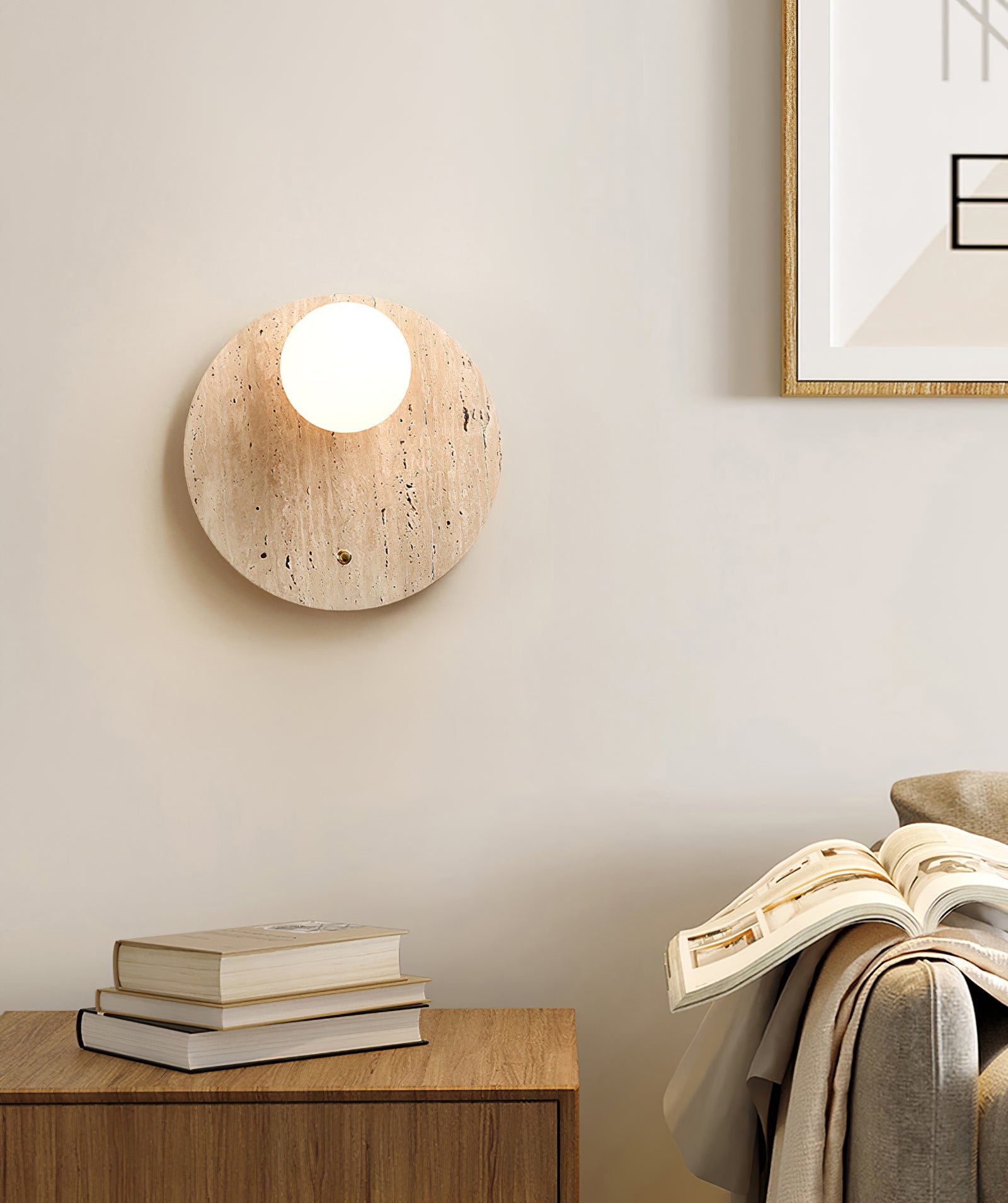 Japanese Oval Travertine Wall Light - Cueteks
