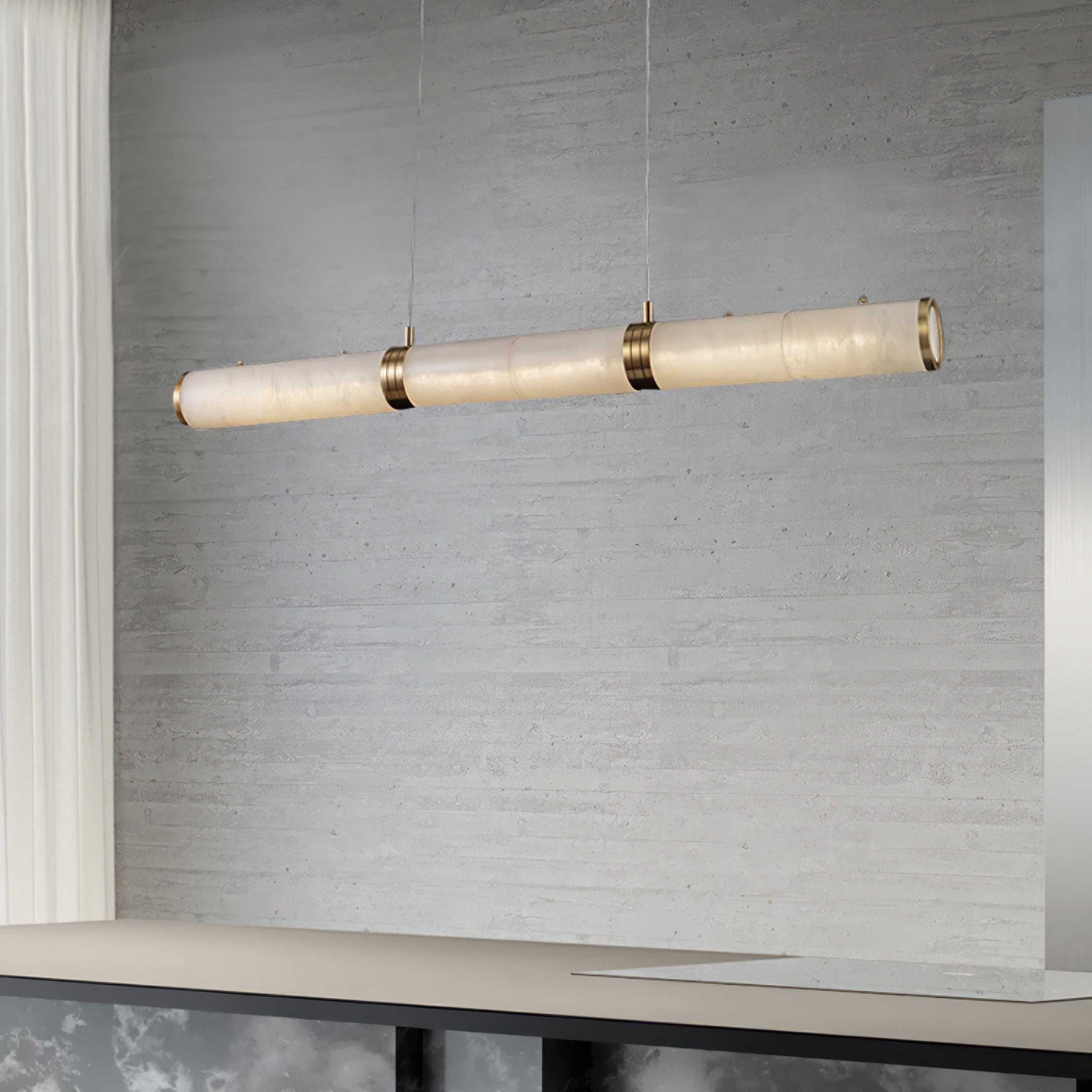 Alabaster Column Linear Chandelier - Cueteks
