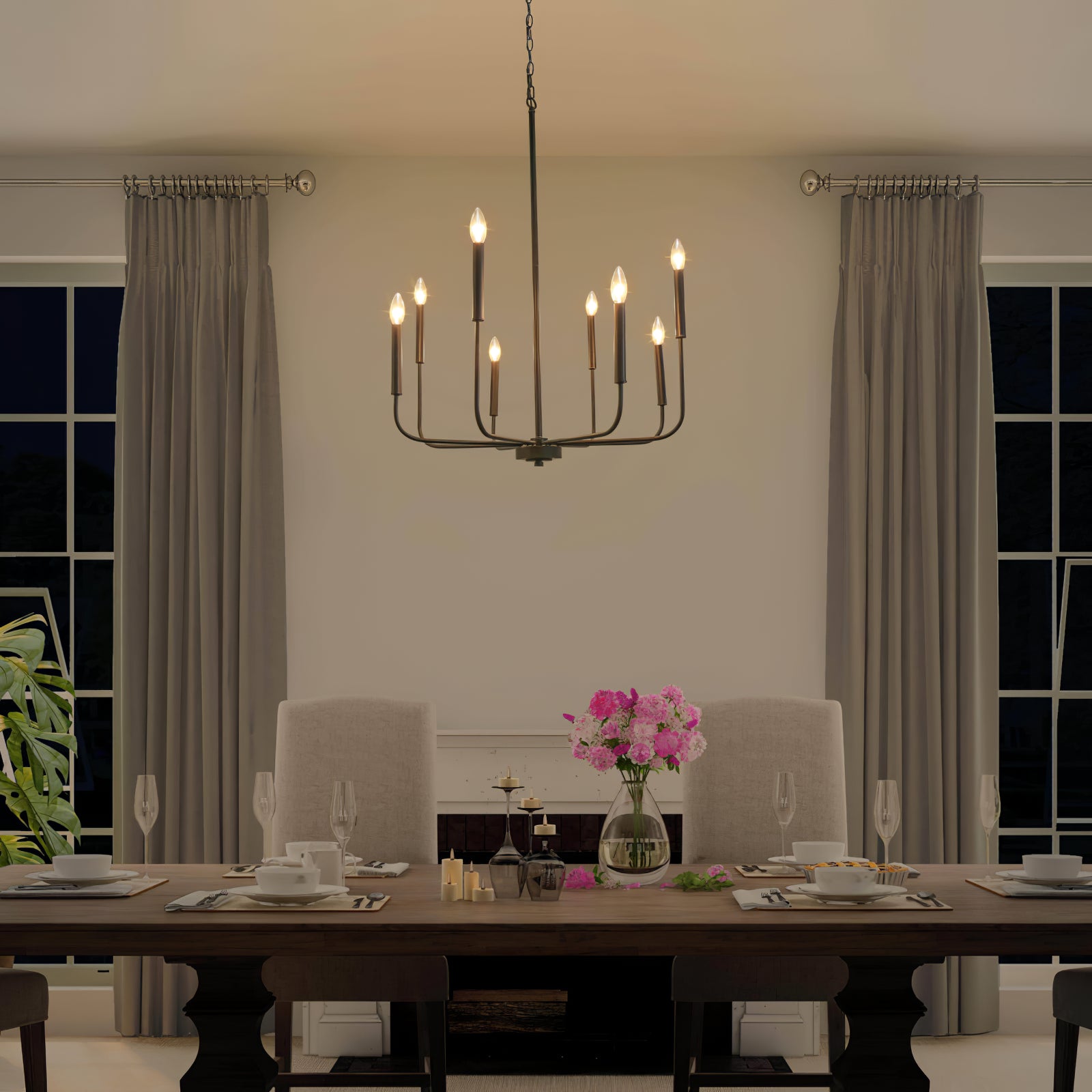 Modern Black Candlestick Chandelier - Cueteks