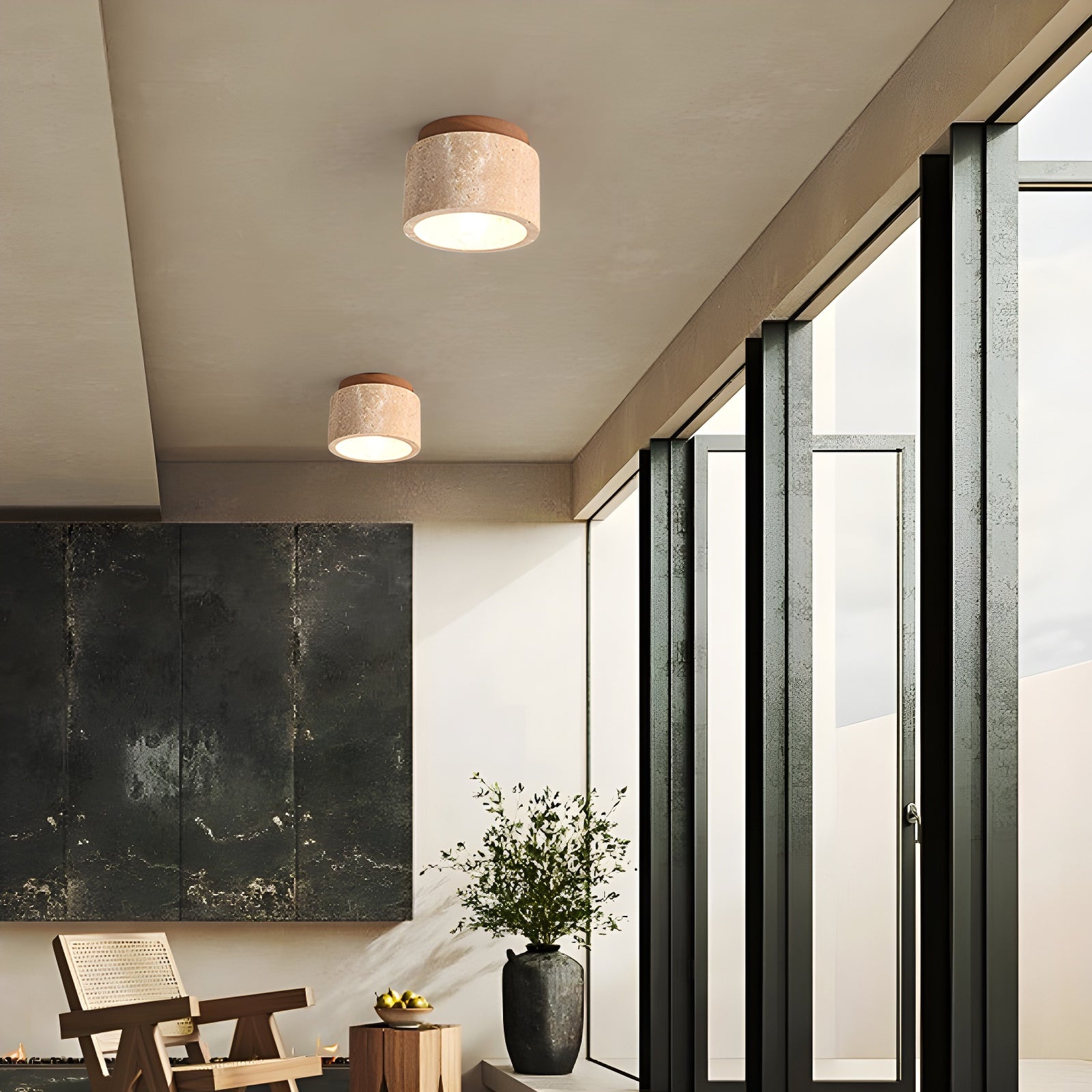 Minimalist Rustic Stone Ceiling Light - Cueteks