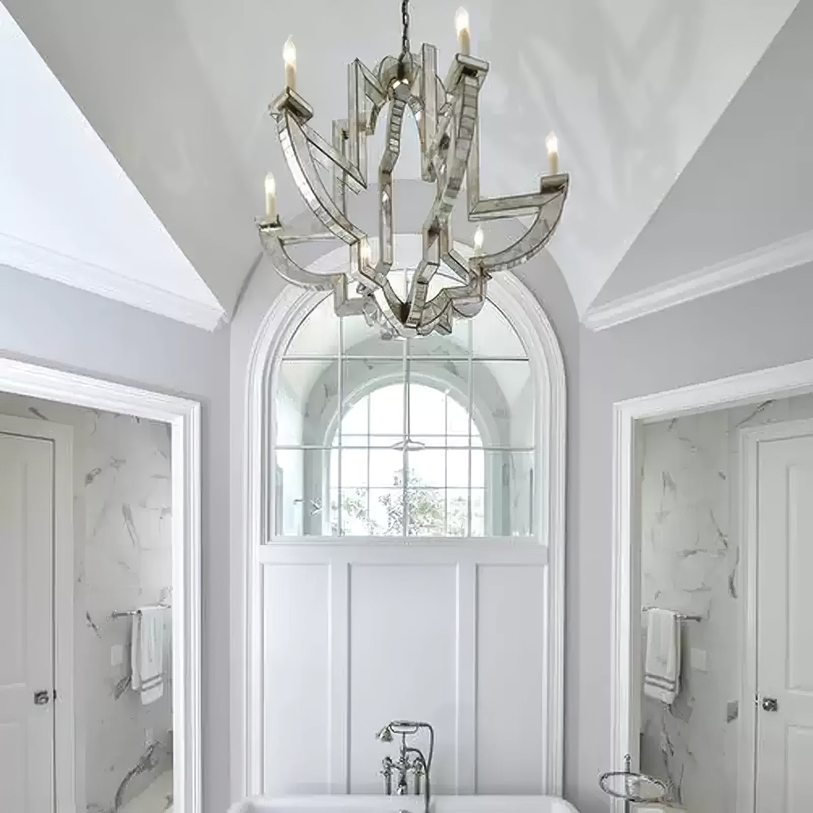 Art Deco Mirrored Candle Chandelier - Cueteks
