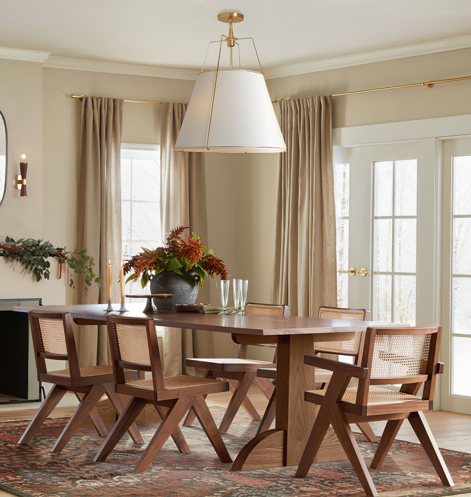 Renée Conical Gold and Fabric  Pendant Lamp - Cueteks