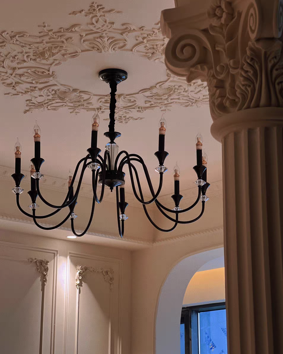 Vintage Iron Scroll Chandelier - Cueteks