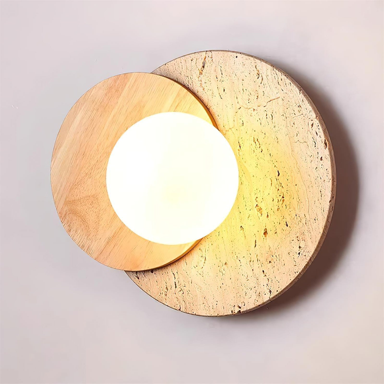 Partial Eclipse Wood & Stone Wall Light - Cueteks