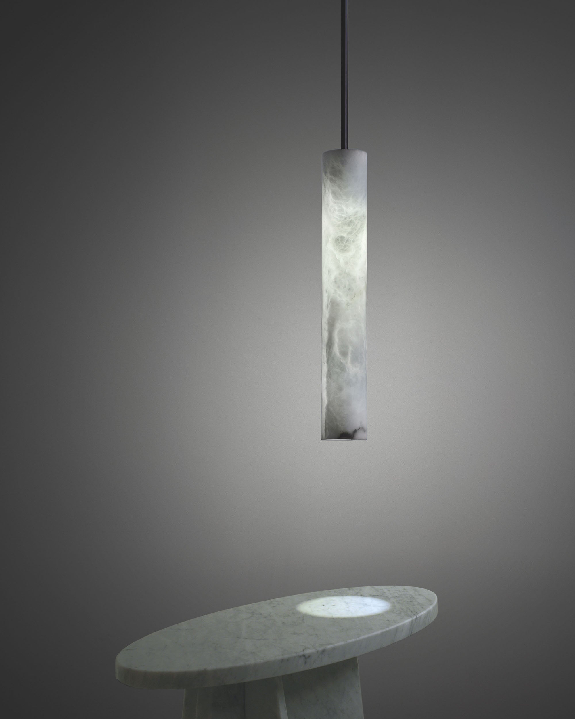 Slim Alabaster Cylinder Pendant Light - Cueteks