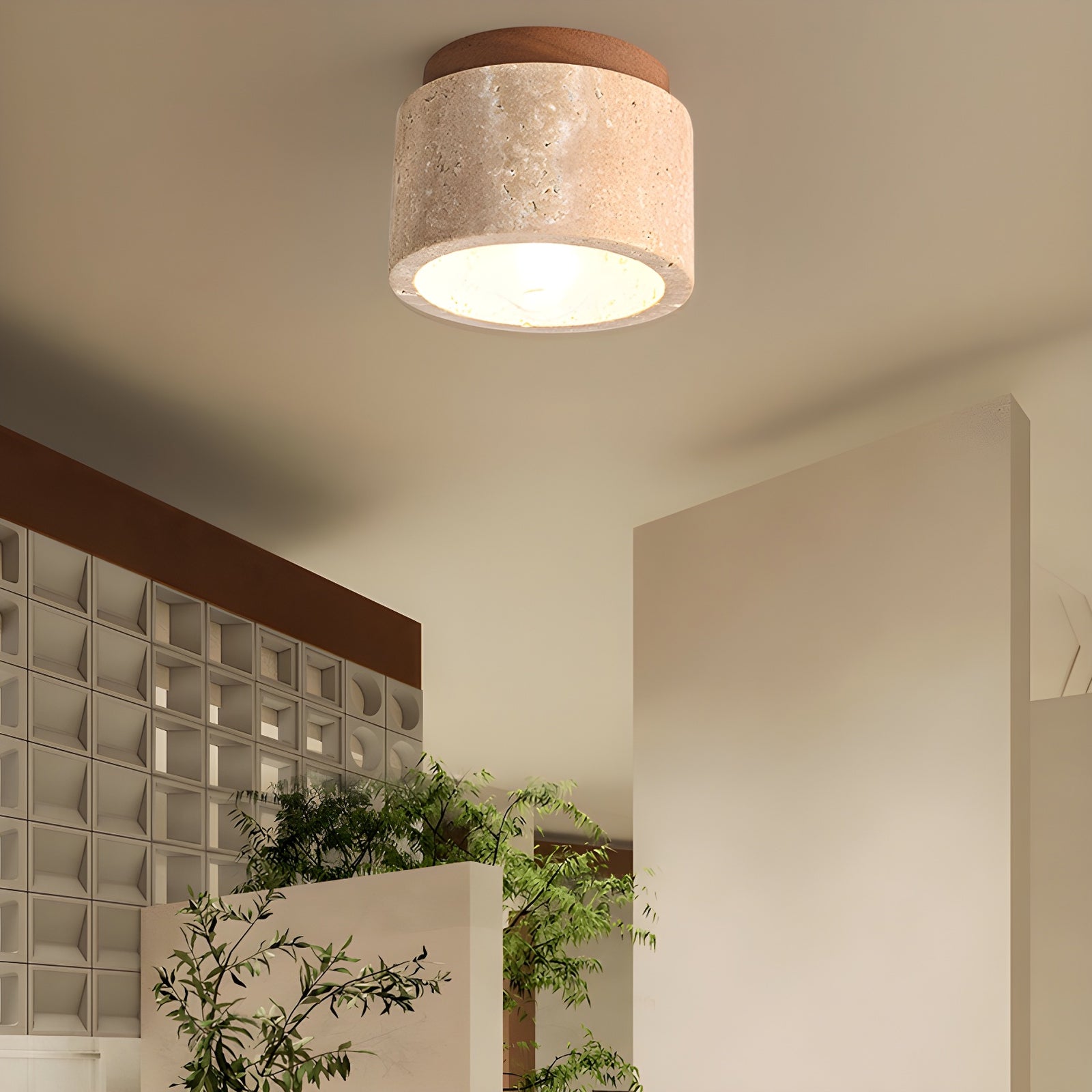 Minimalist Rustic Stone Ceiling Light - Cueteks