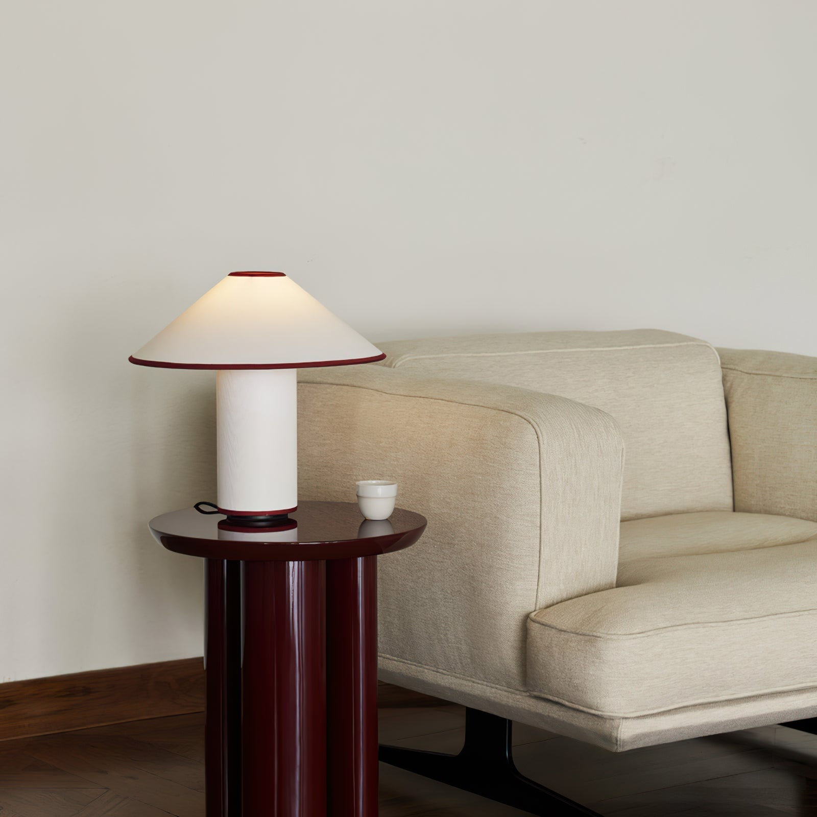 Red Trim Cone Shade Table Lamp - Cueteks