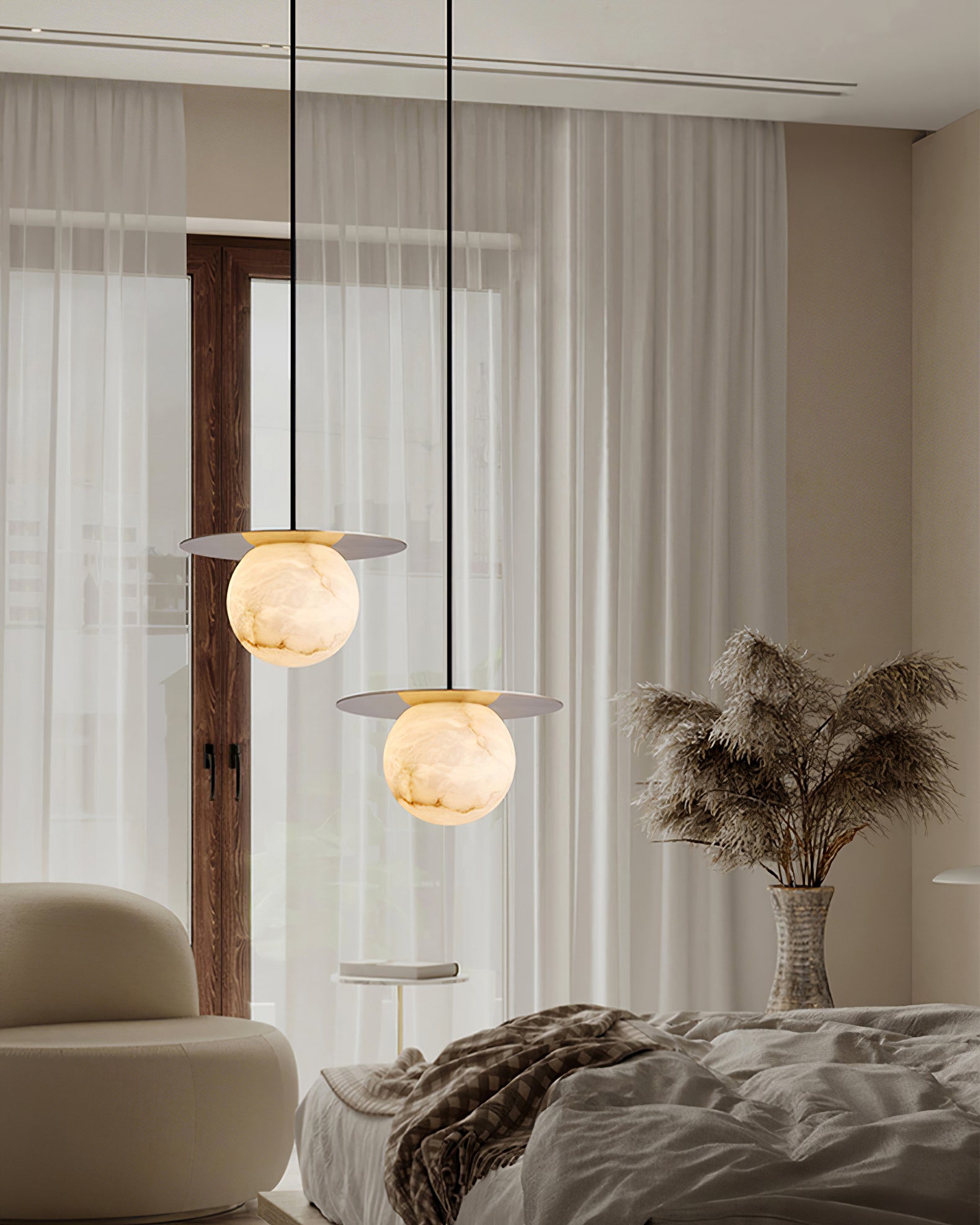 Disc Alabaster Pendant Light - Cueteks