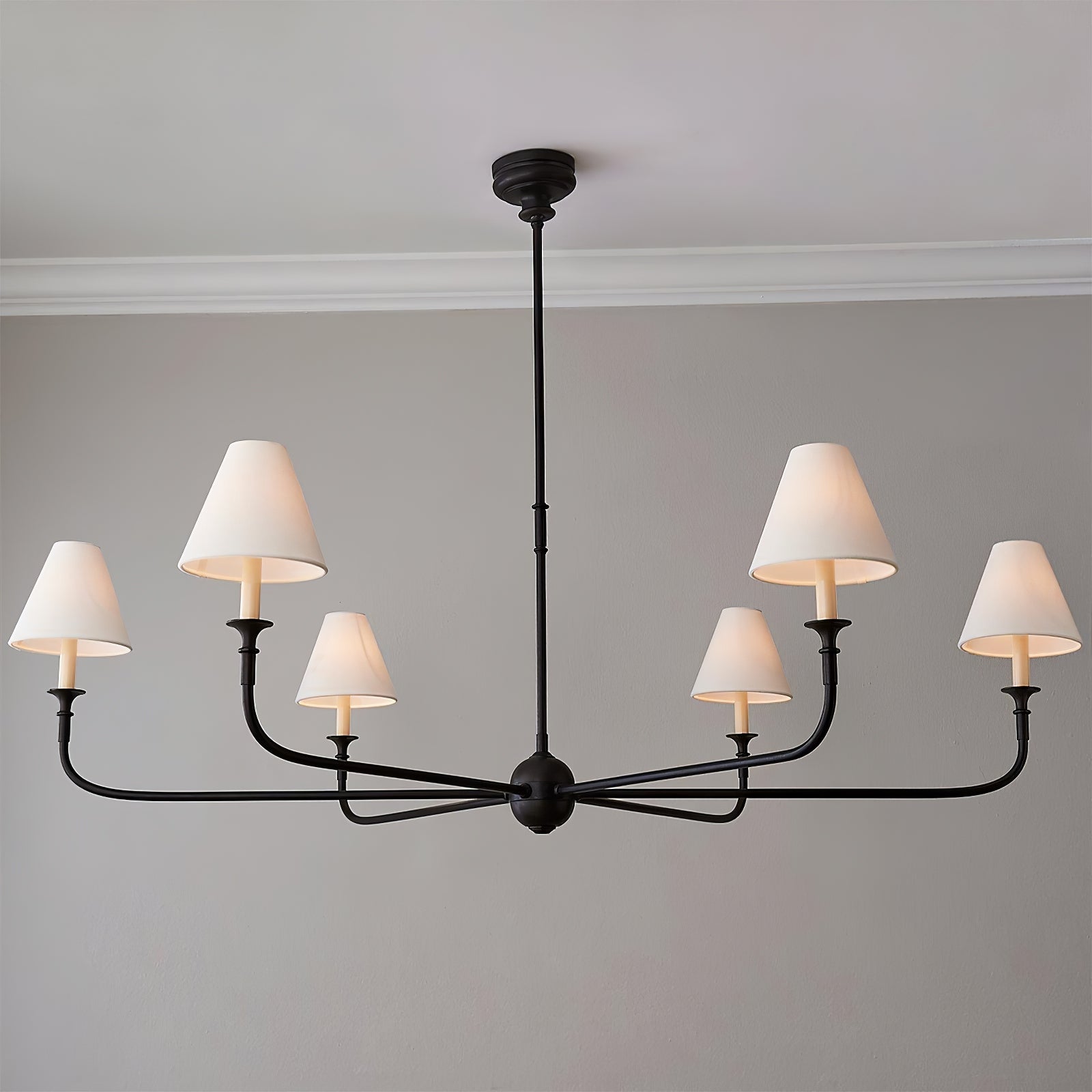 6-Arm Black Metal Chandelier - Cueteks
