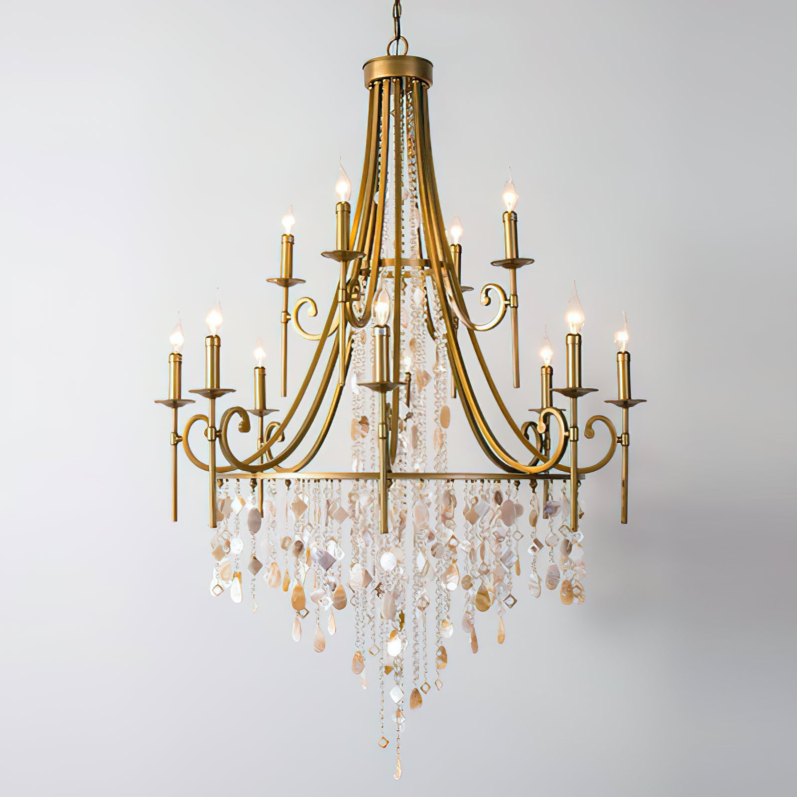 Tatum Lux American Shell Crystal Chandelier - Cueteks