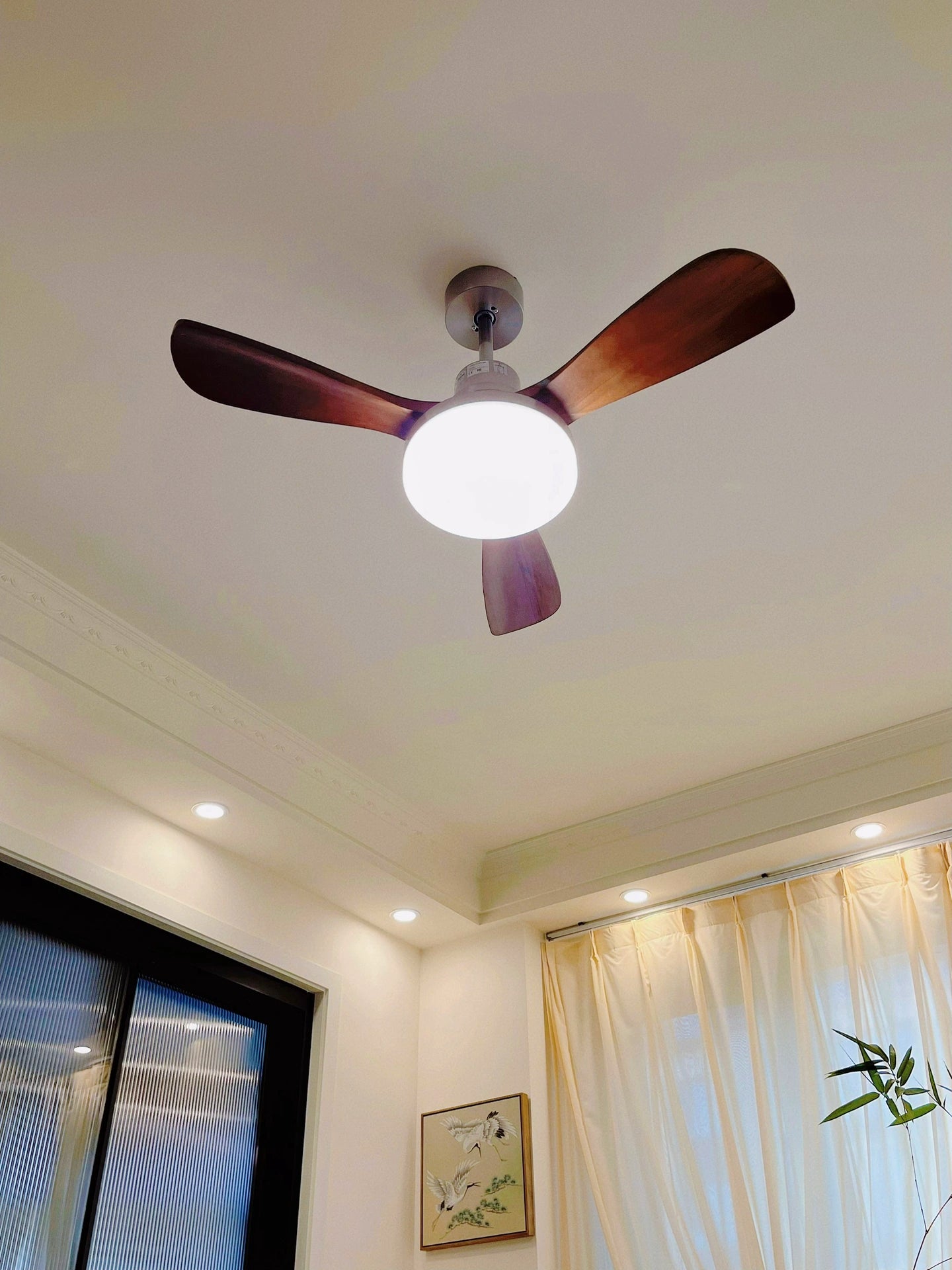 Solid Wood Three-Leaf Fan Lamp - Cueteks