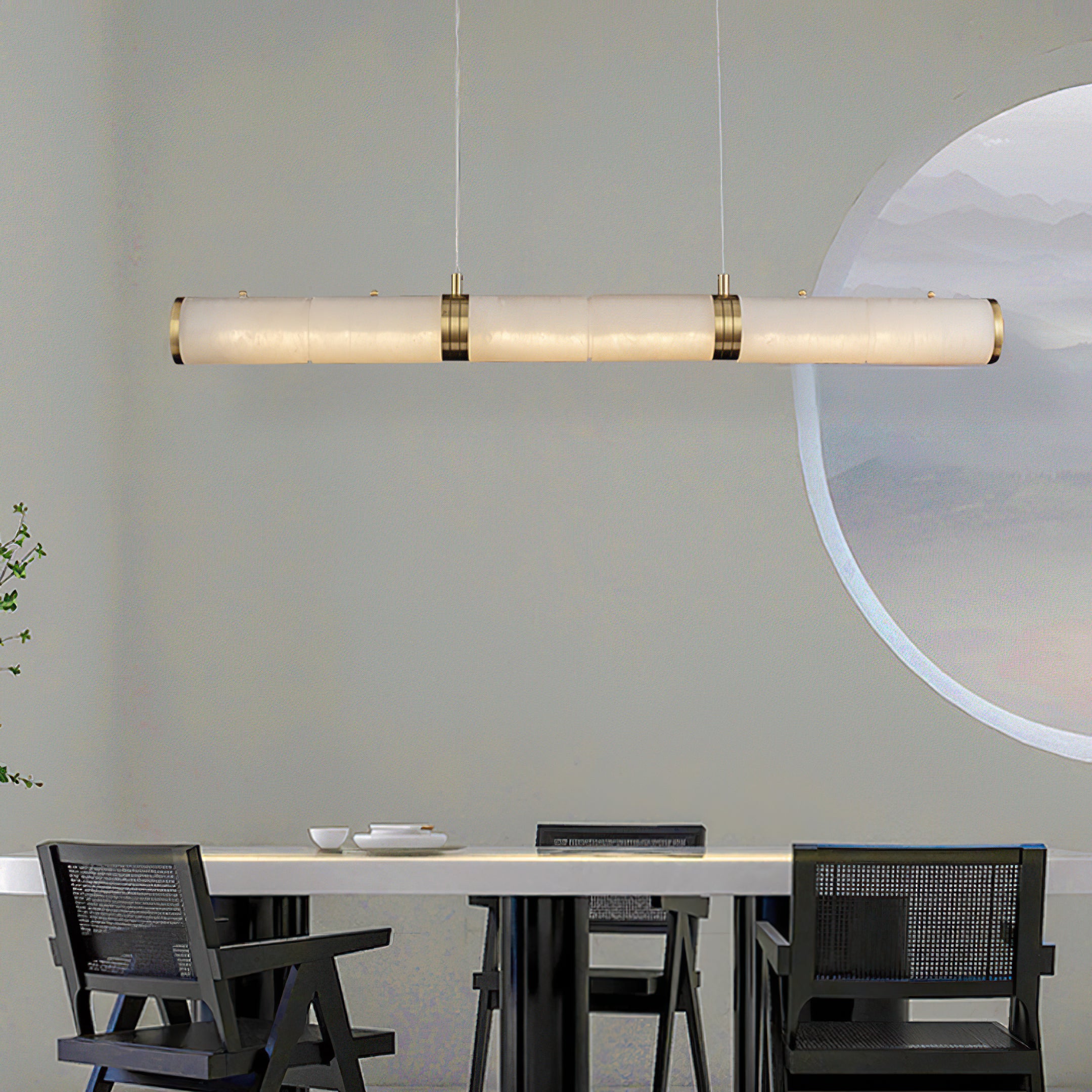 Alabaster Column Linear Chandelier - Cueteks