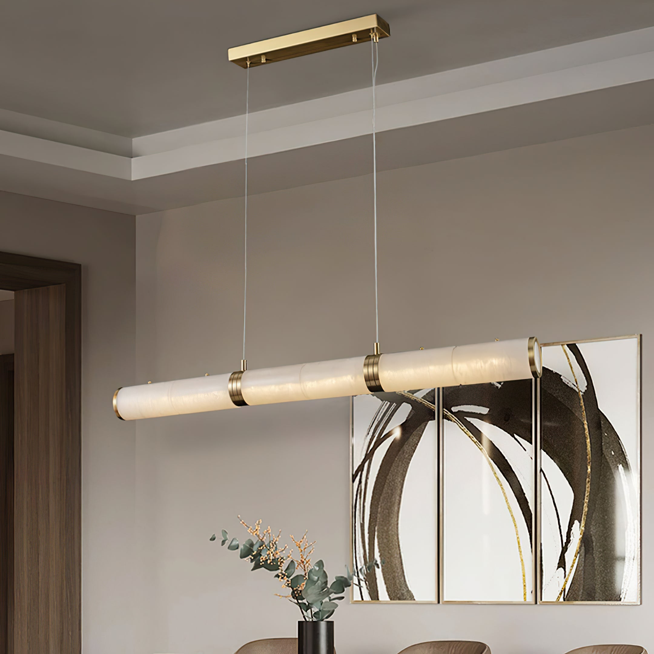 Alabaster Column Linear Chandelier - Cueteks