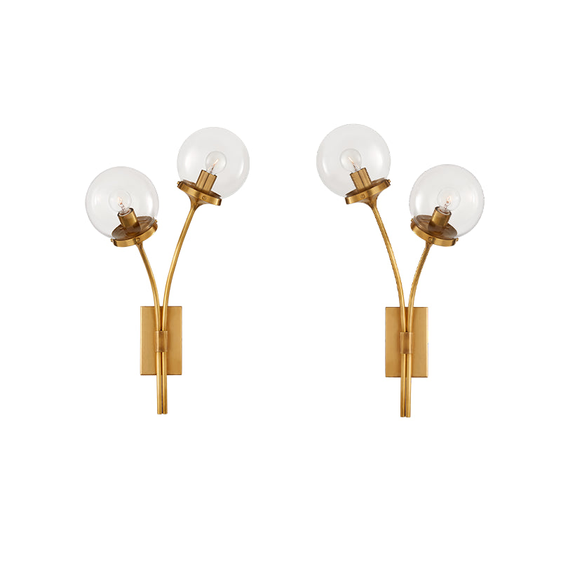 Antique Brass Clear Glass left-and-right sconce set