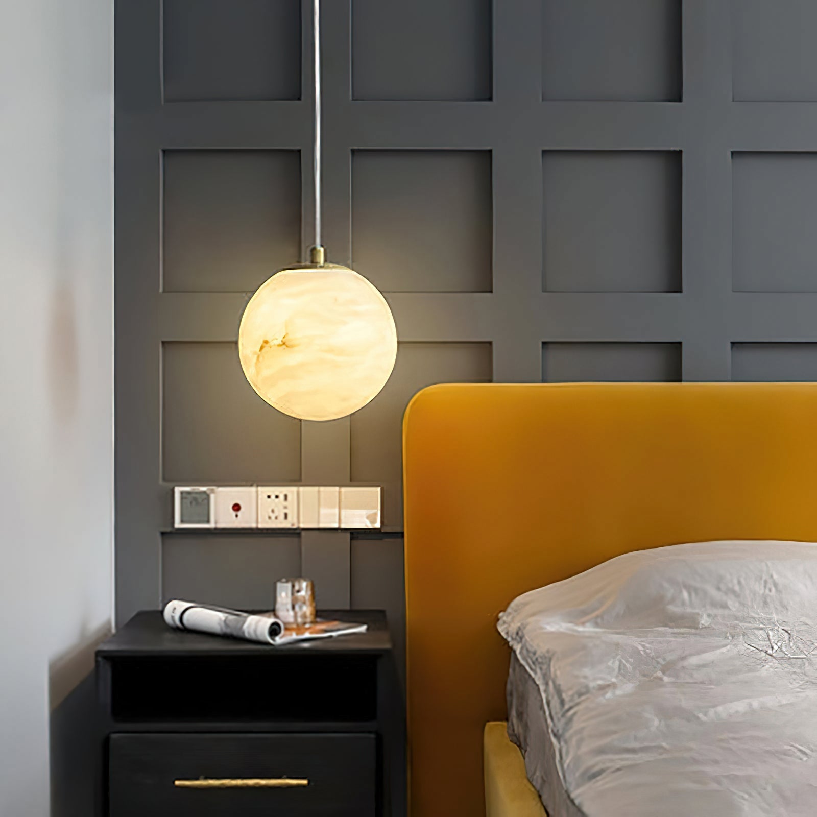 Amber Alabaster Globe Pendant Light - Cueteks