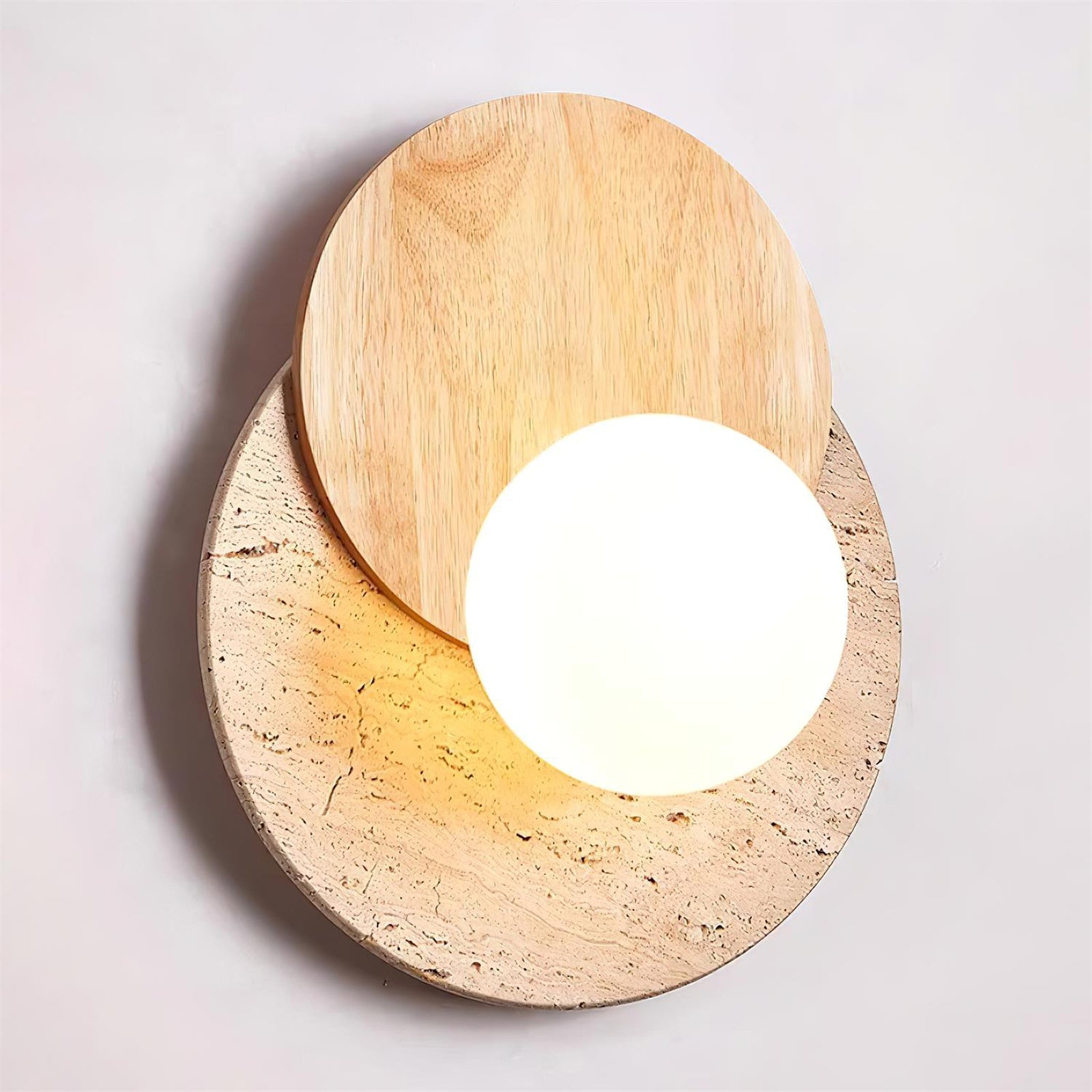 Partial Eclipse Wood & Stone Wall Light - Cueteks