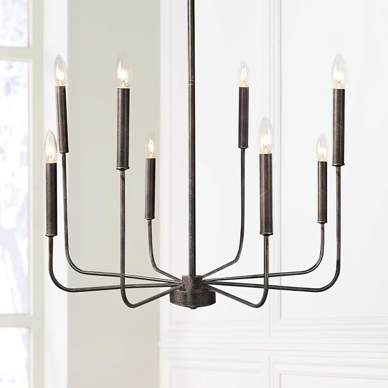 Modern Black Candlestick Chandelier - Cueteks