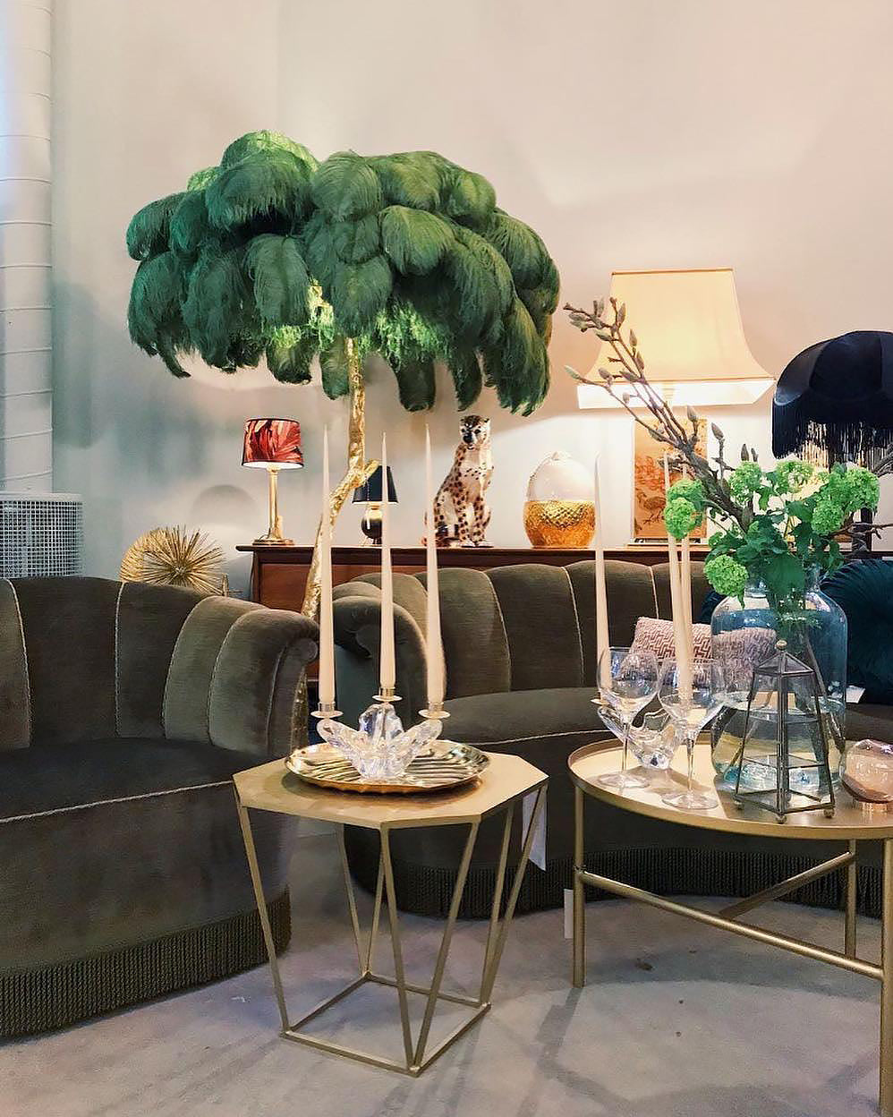 Colorful Ostrich Feather Floor Lamp - Cueteks