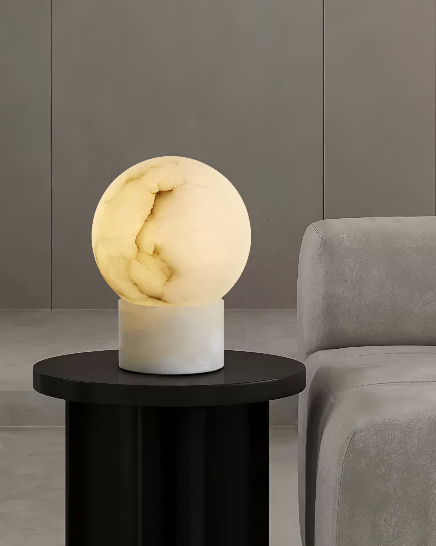Globe Alabaster Table Lamp - Cueteks
