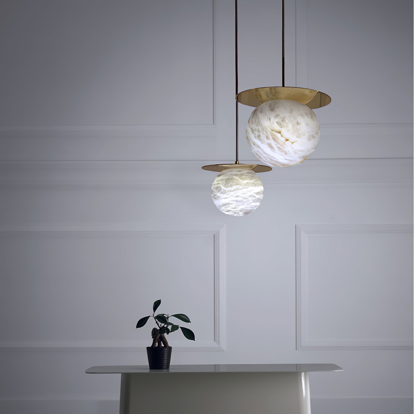 Disc Alabaster Pendant Light - Cueteks