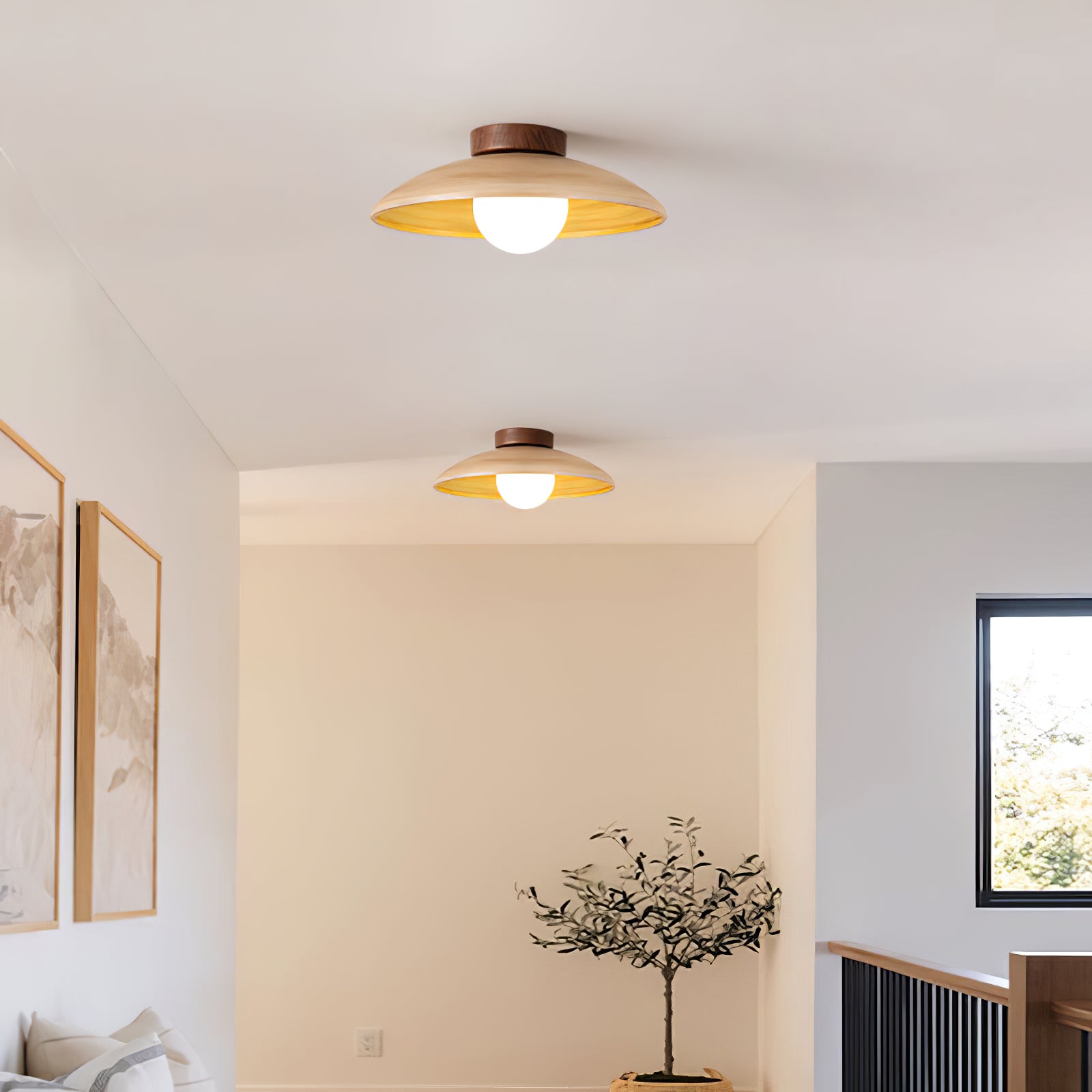 Vintage Wood Dome Ceiling Light - Cueteks