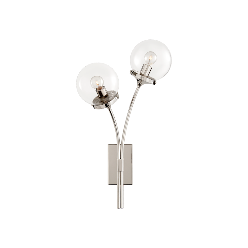Polished Nickel Clear Glass Left sconce