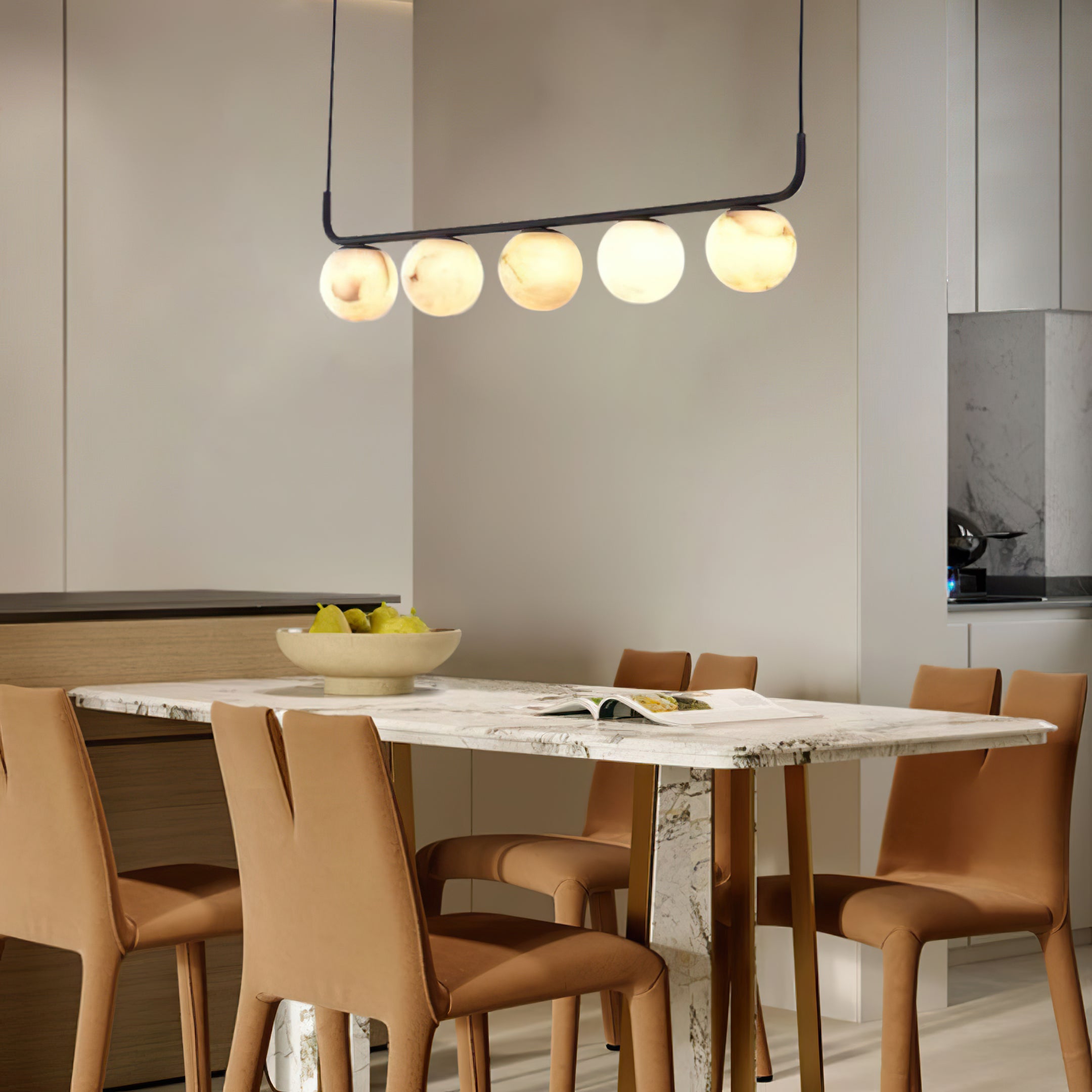 Tribeca Rohr 5 Alabaster Pendant Lamp - Cueteks