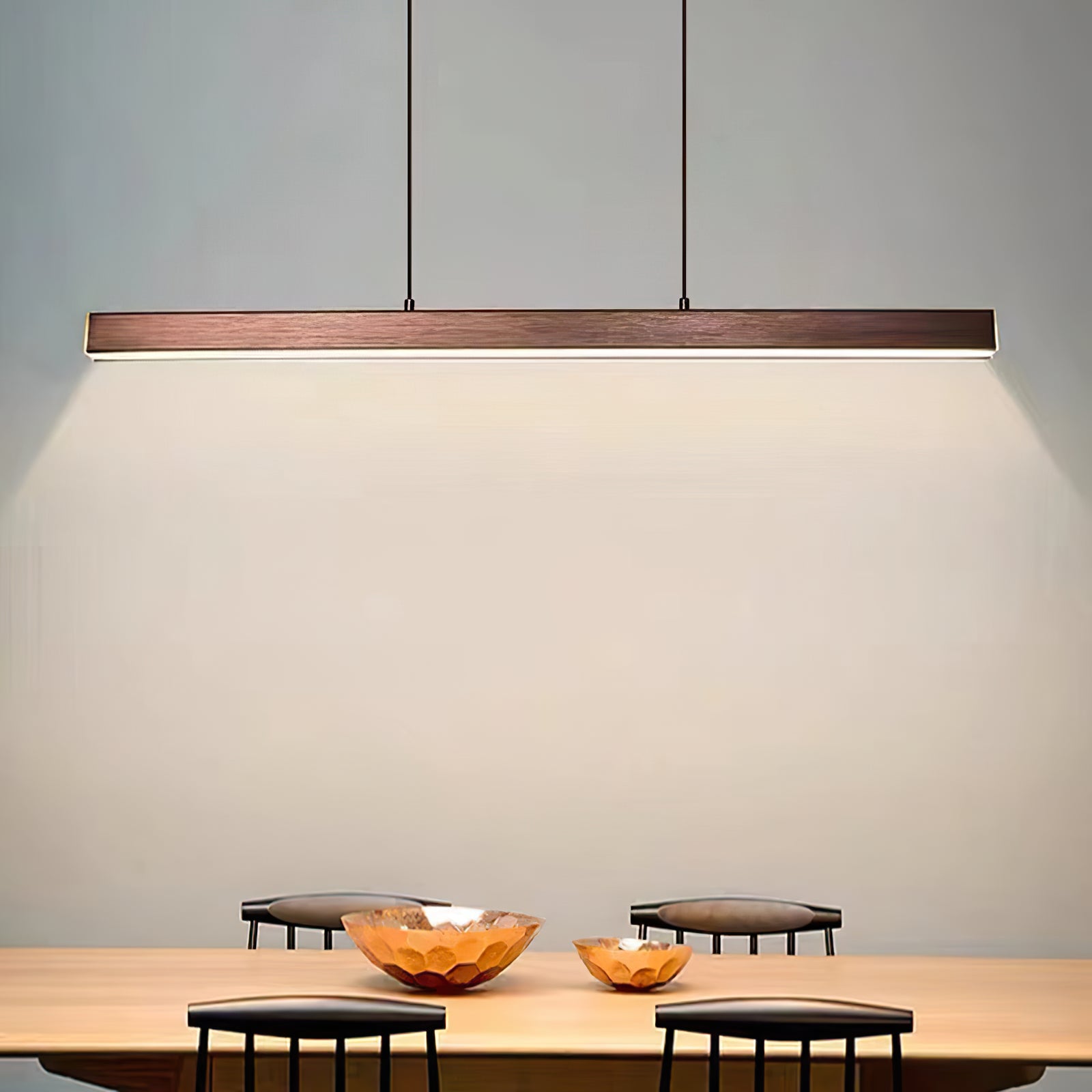 Walnut minimalist wood chandelier - Cueteks