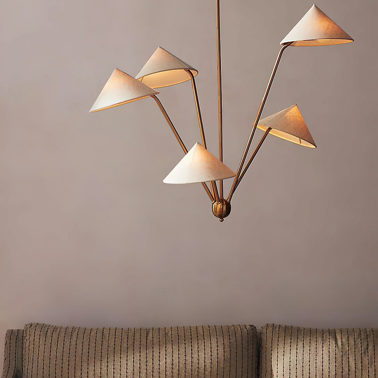 5-Arm Fabric Cone Chandelier - Cueteks