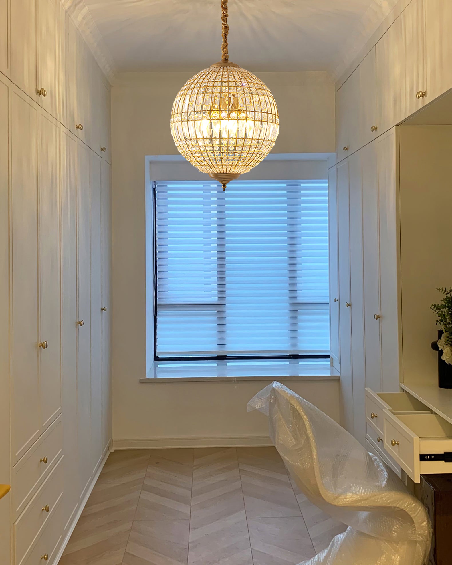 Vintage style crystal ball Pendant Light - Cueteks