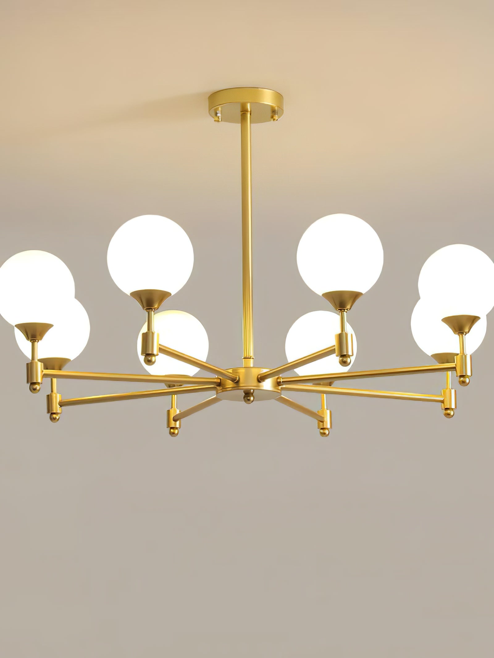 Brass Globe Mid-Century Modern Chandelier - Cueteks