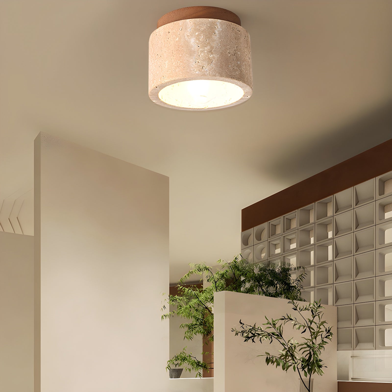 Minimalist Rustic Stone Ceiling Light - Cueteks