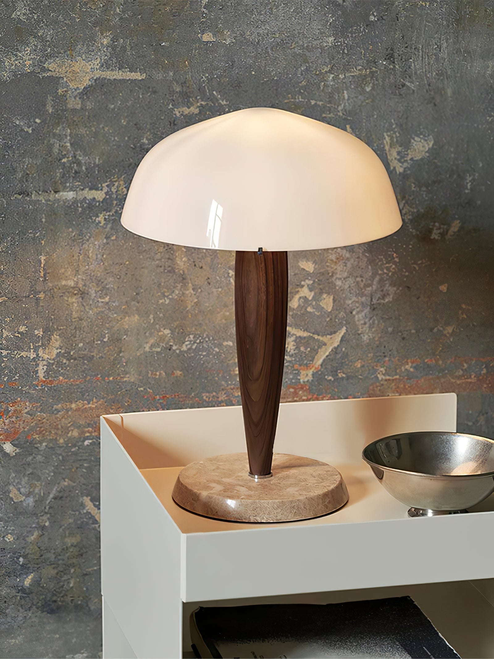 Scandi Walnut Dome Table Lamp - Cueteks