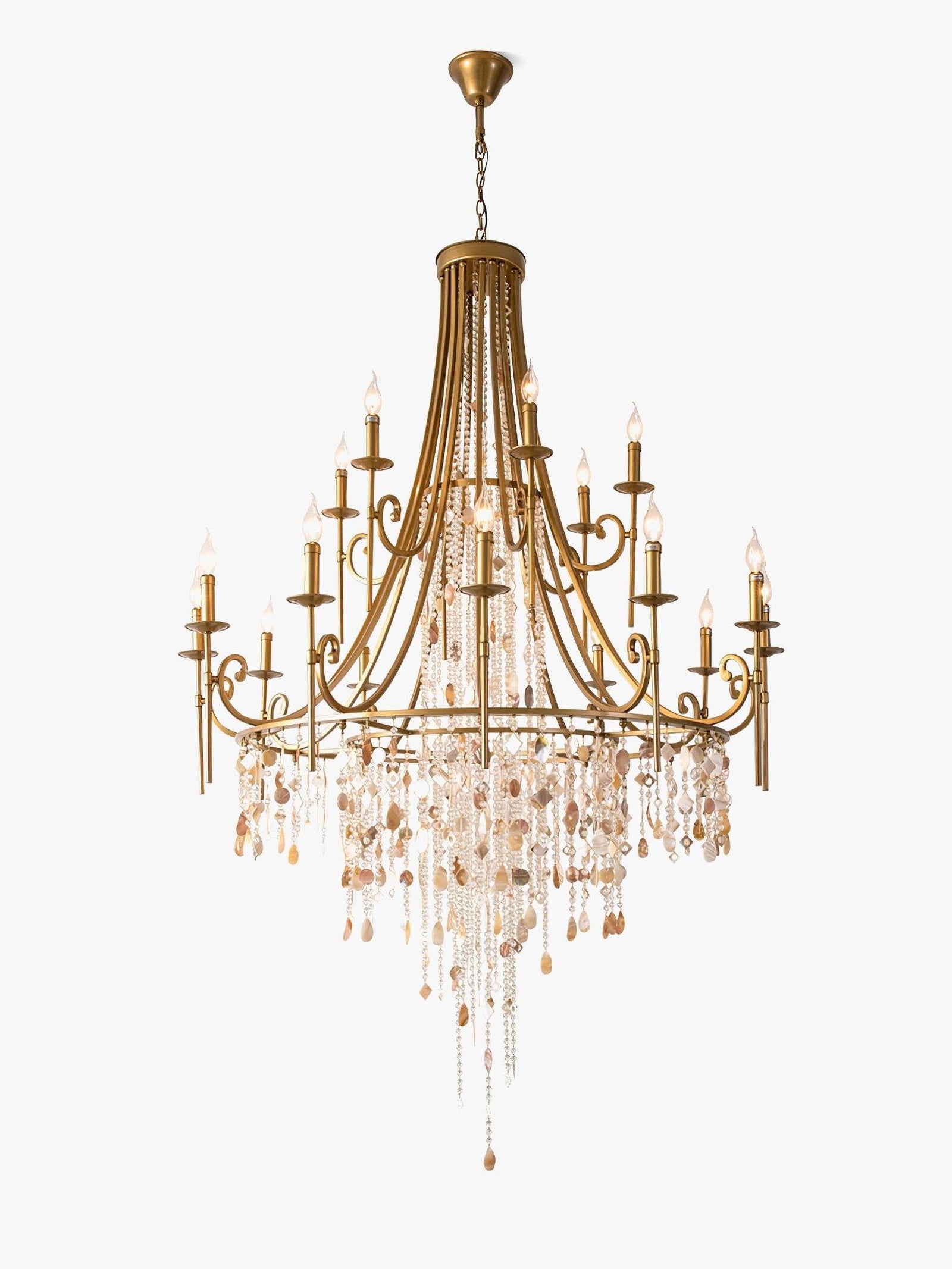 Tatum Lux American Shell Crystal Chandelier - Cueteks