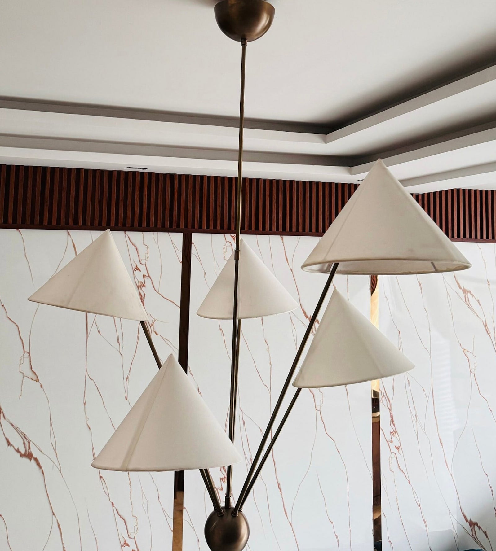 5-Arm Fabric Cone Chandelier - Cueteks