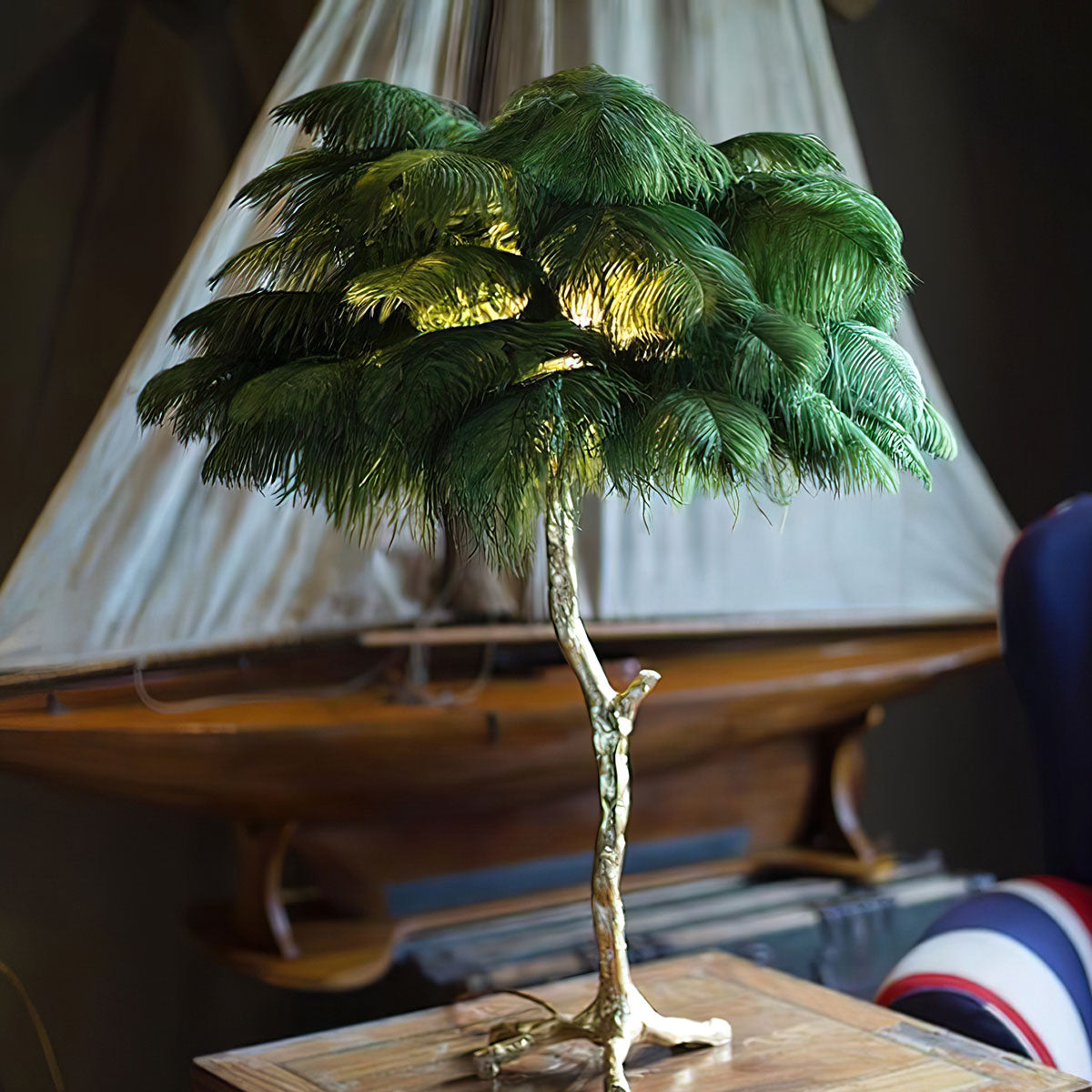 Colorful Ostrich Feather Table Lamp - Cueteks