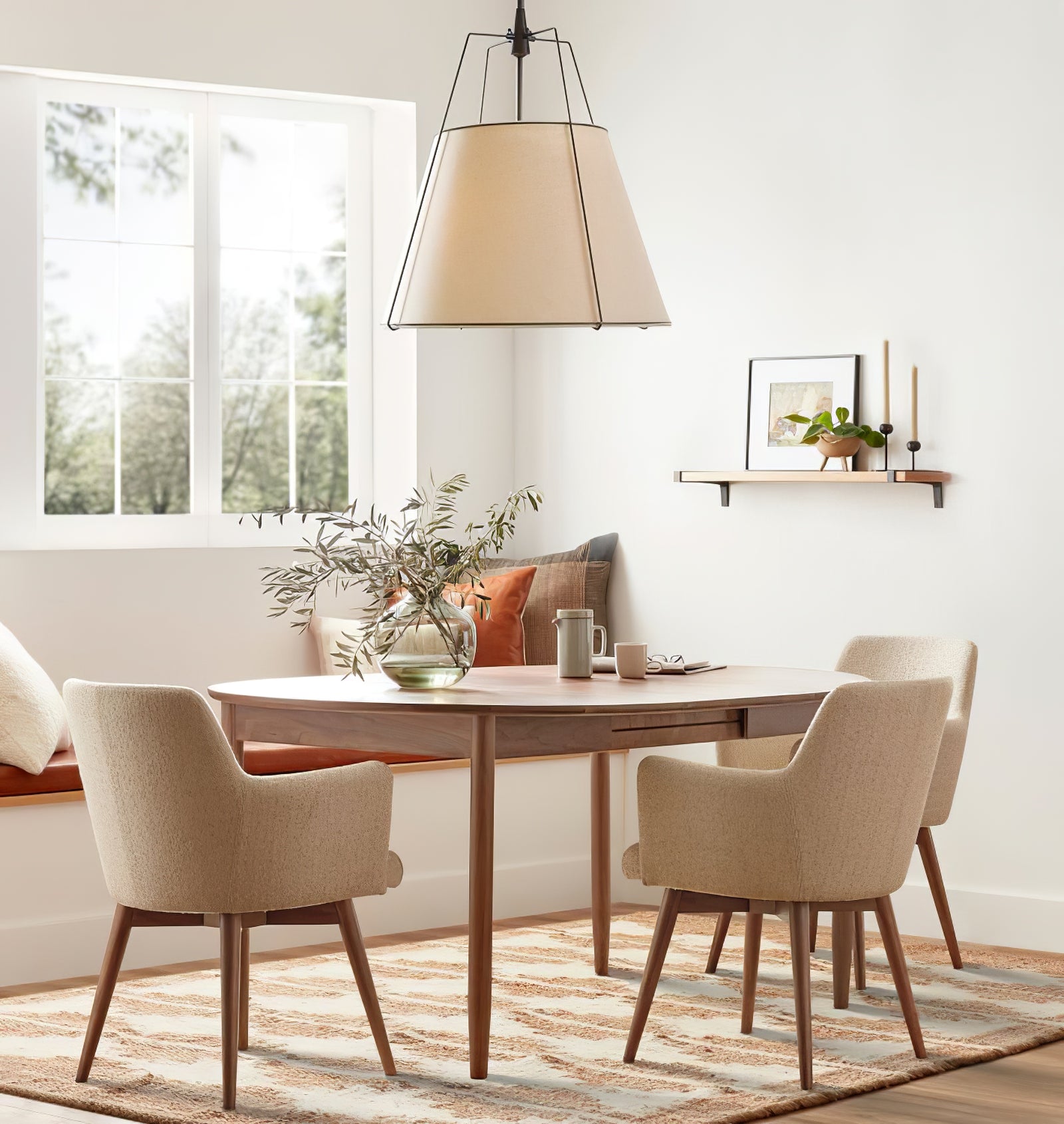 Renée Conical Gold and Fabric  Pendant Lamp - Cueteks