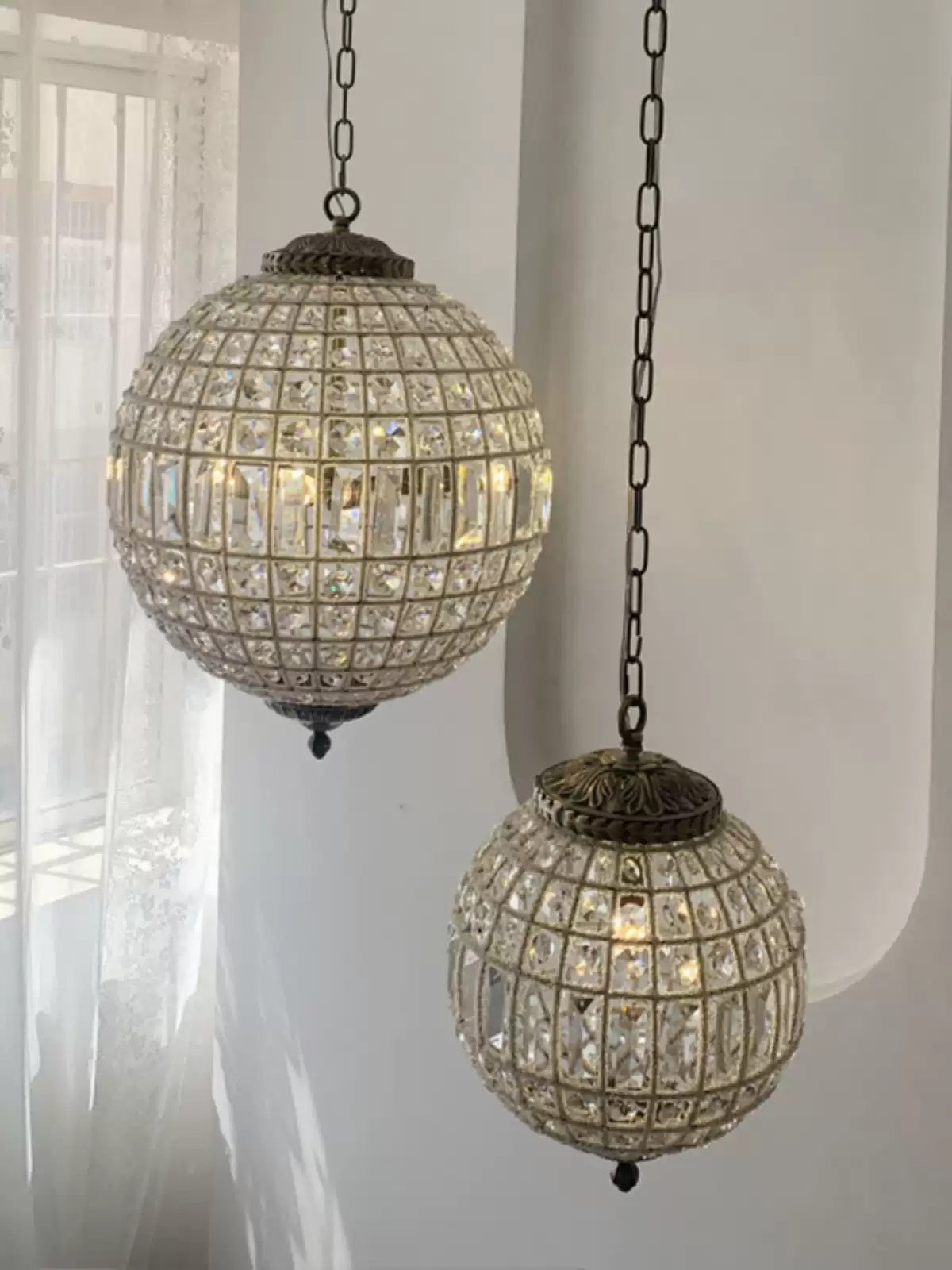 Vintage style crystal ball Pendant Light - Cueteks
