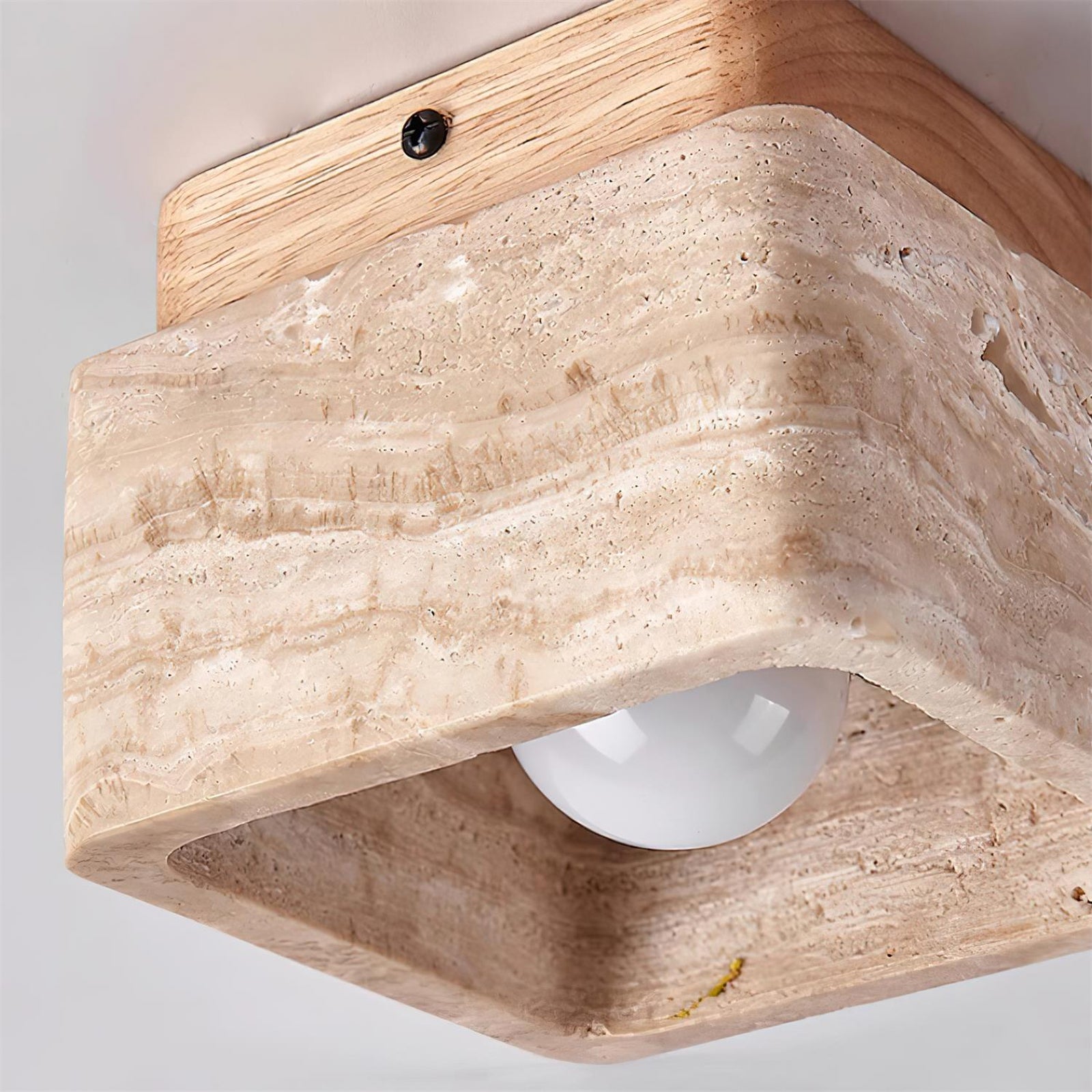 Square Travertine Flush Mount Ceiling Light - Cueteks