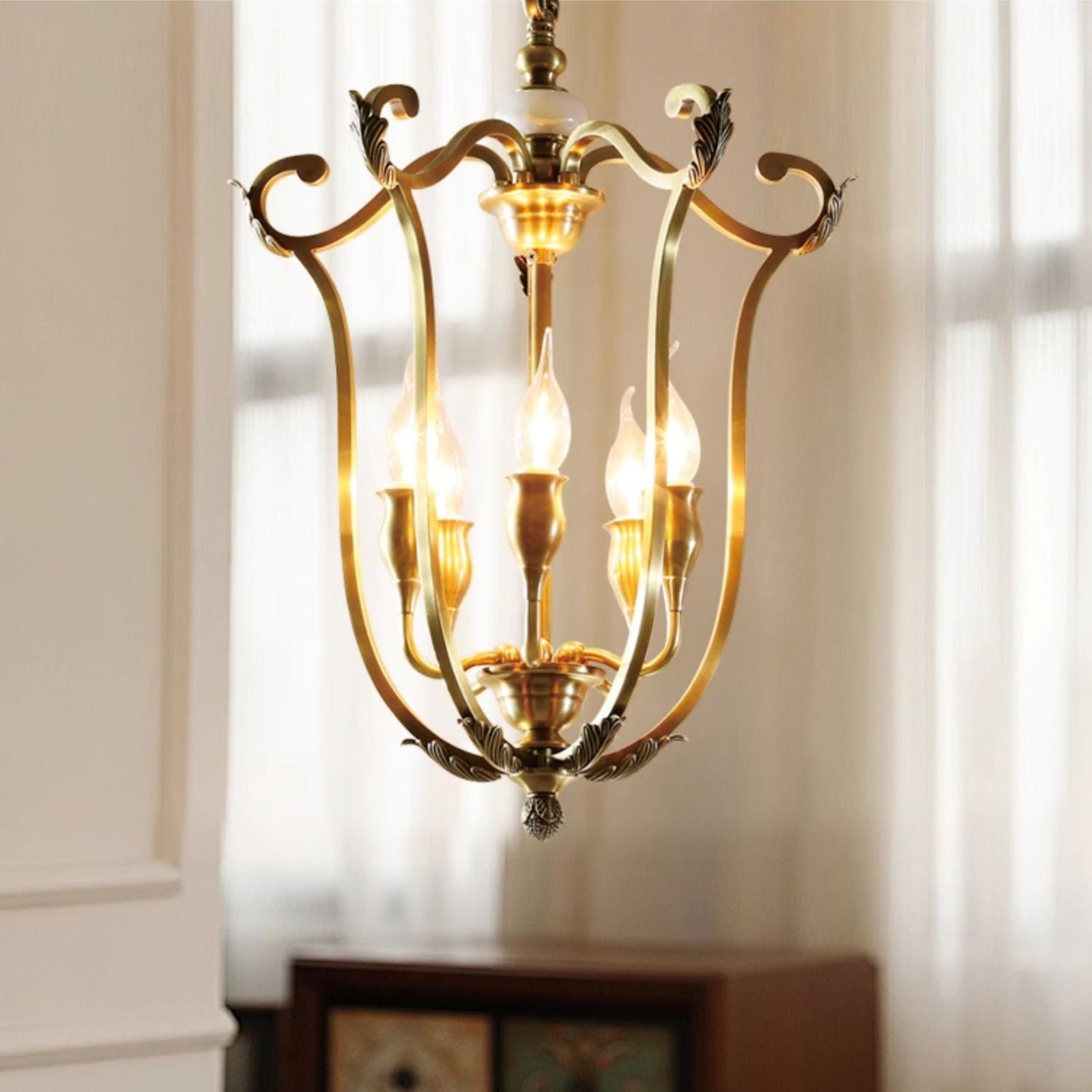 Classical carved candle chandelier - Cueteks